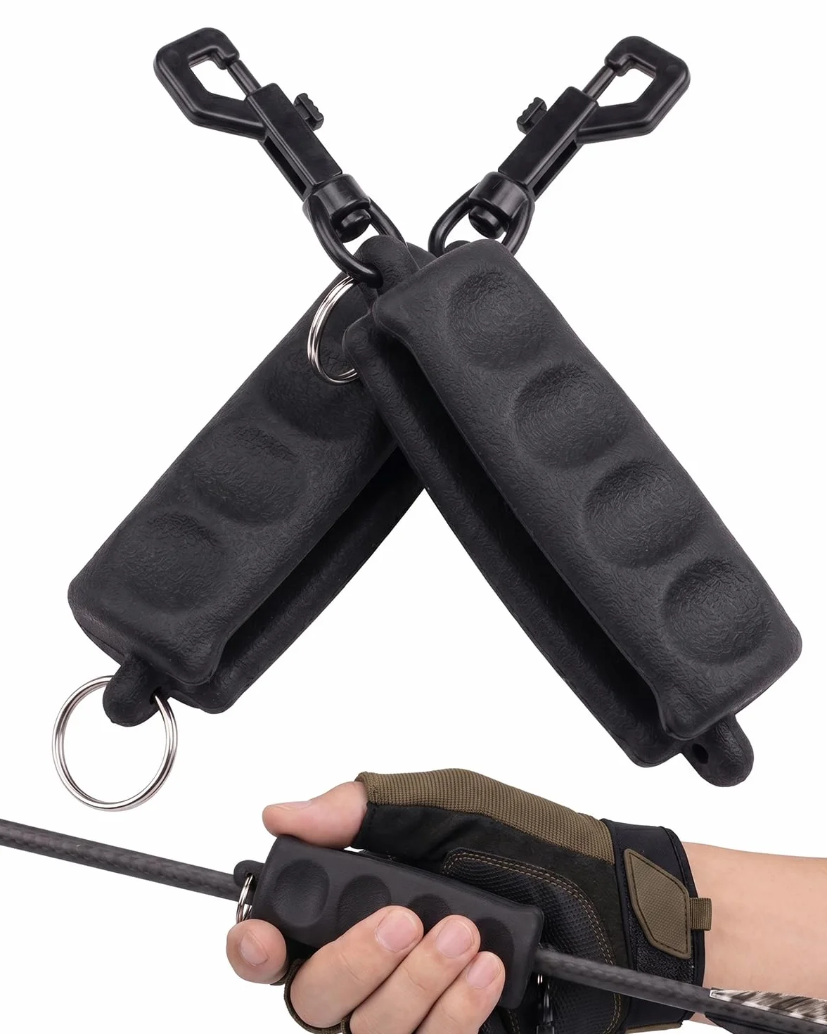 Lot de 2 extracteurs de flèches en caoutchouc noir avec clip ceinture pour arc