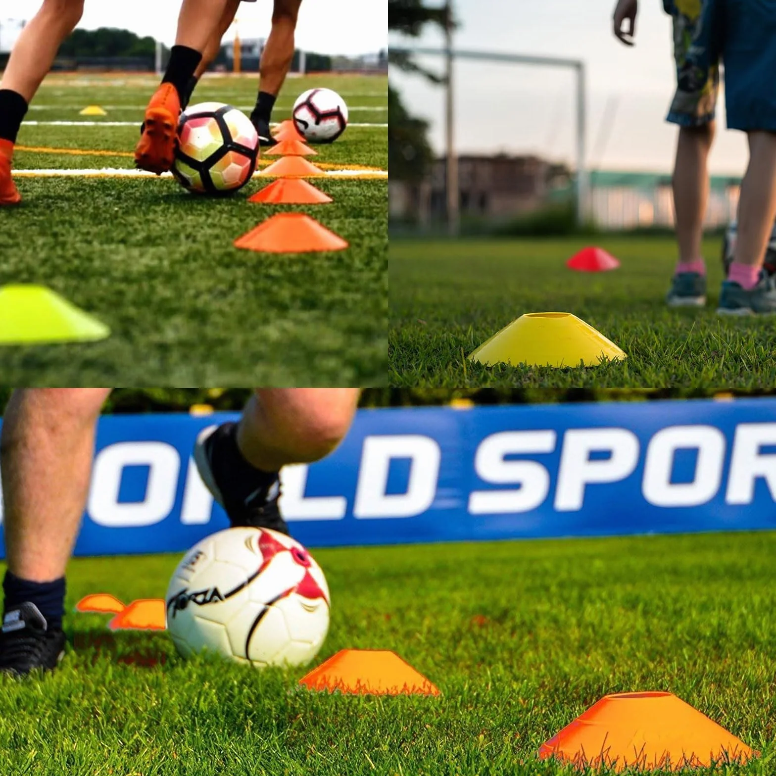 GEERDAN Plots de Marquage Football, Cône Signalisation Entrainement, 5 Couleurs avec Support Rangement