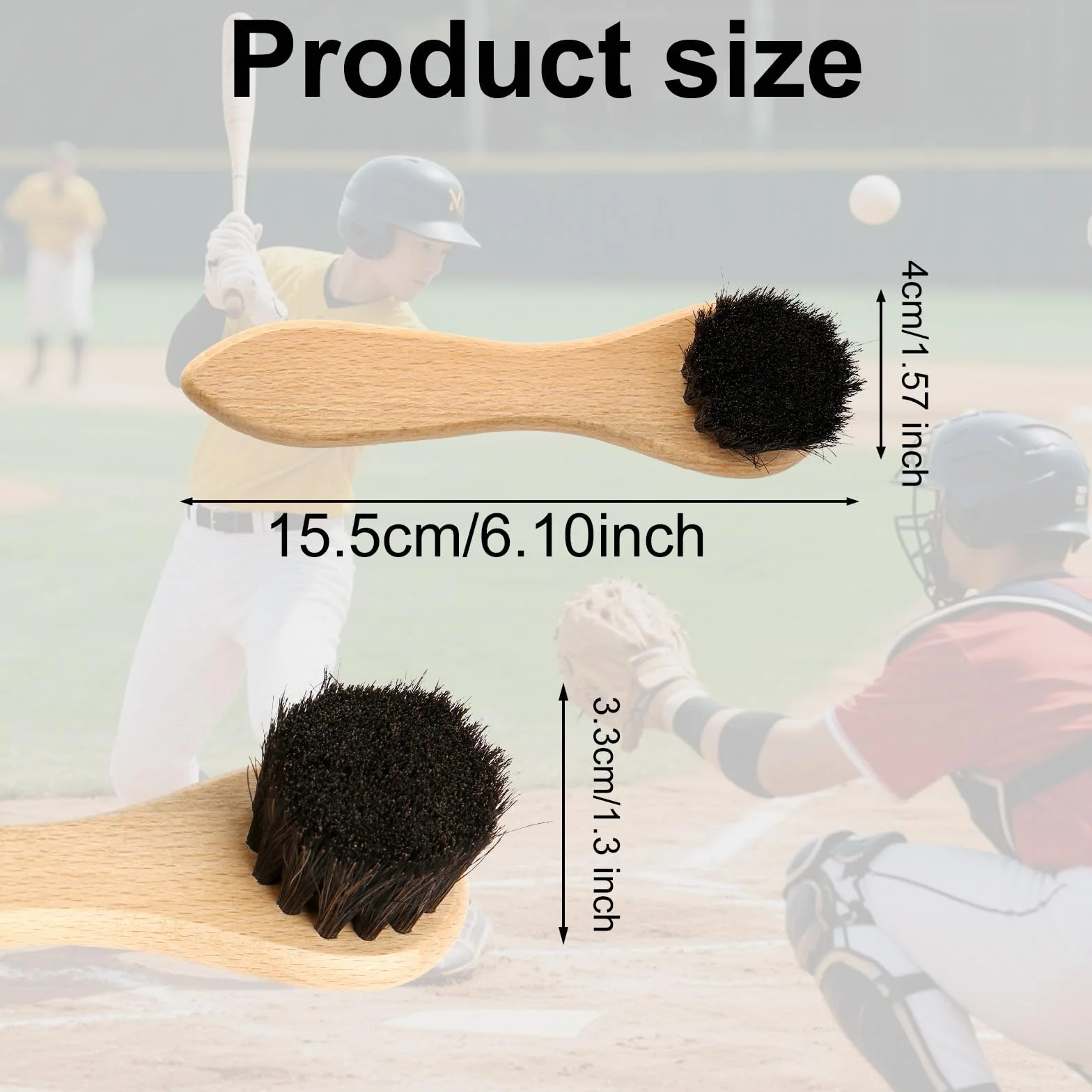 Brosses à Récurer pour Gants Baseball Poils de Cheval Doux Noirs et Blancs