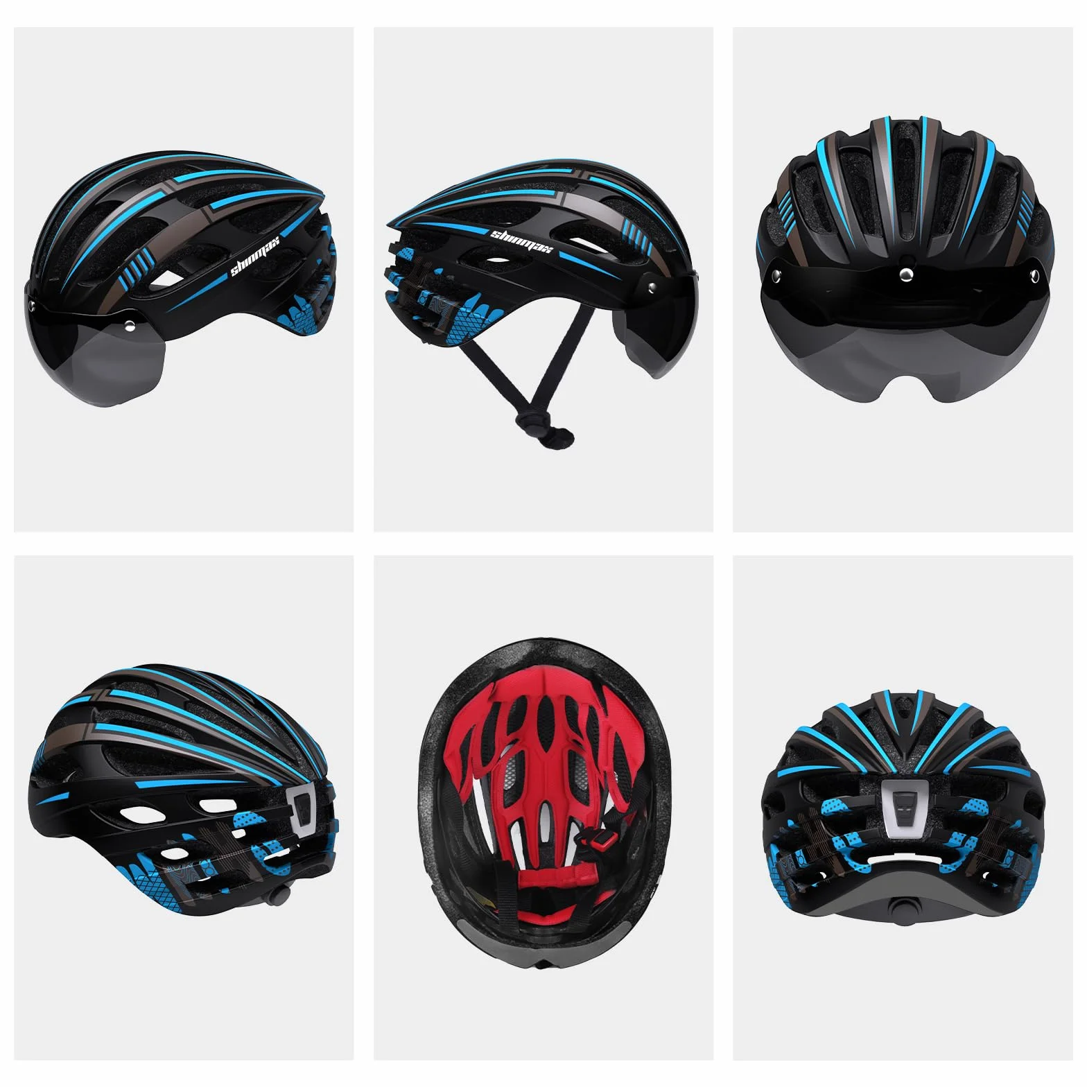 Shinmax Casque Vélo Homme Femme avec Lumière USB Visière Magnétique Certifié CE 57-62CM RC-049