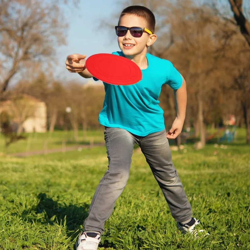 Disques Volants Non Glissant Soft Silicone Toy Outdoor Sport 2 Pcs Jaune Orange