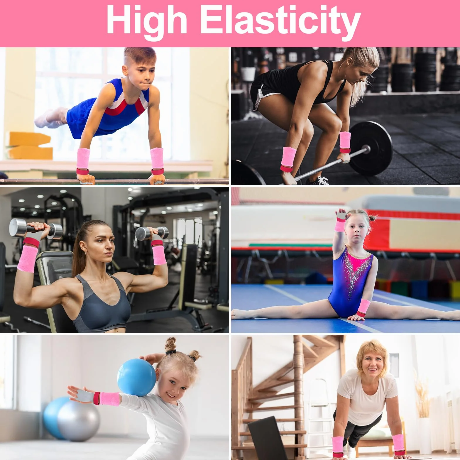 Gants de Préhension avec Sangles de Poignet de Gymnastique et Protège Poignet, Entraînement Croisé