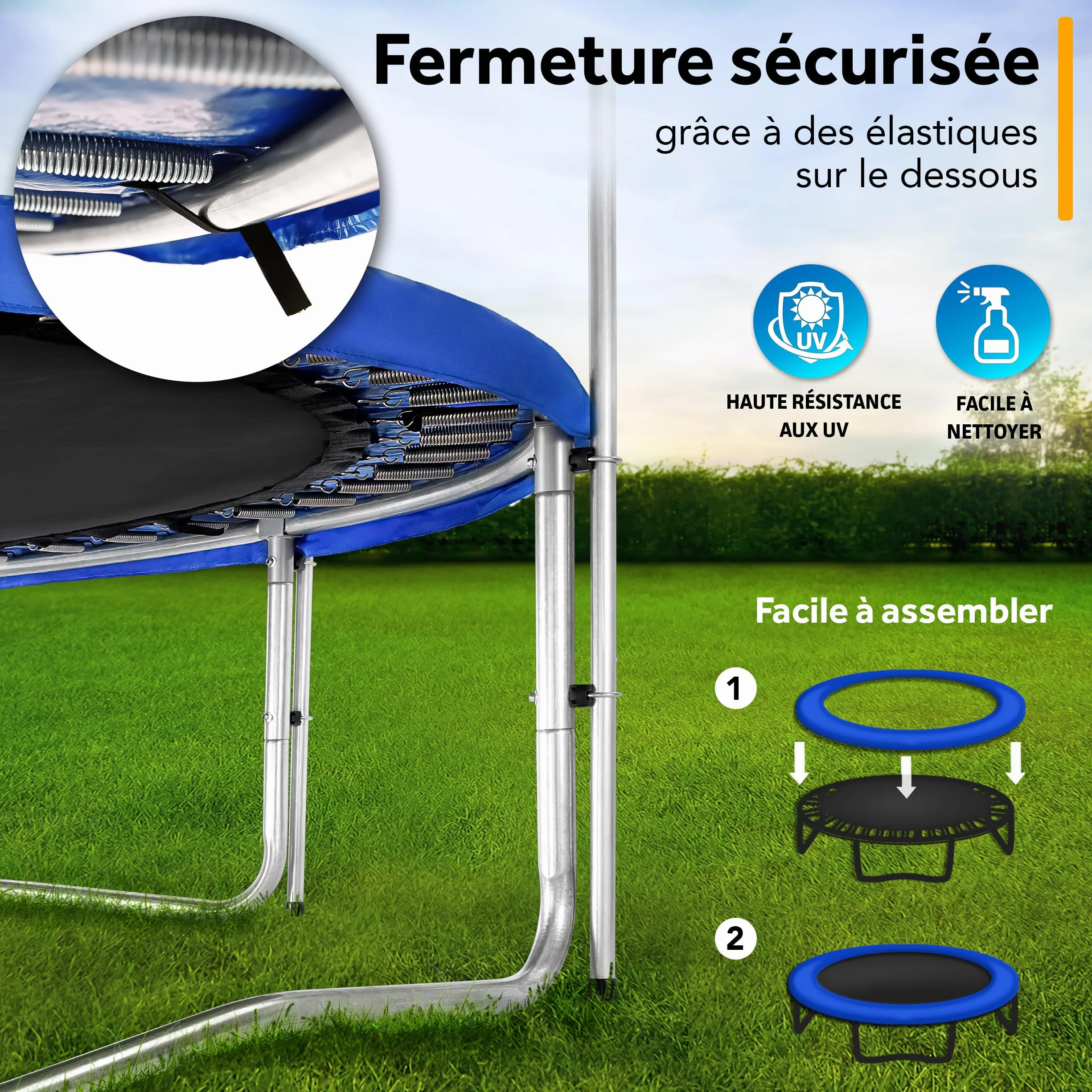 KIDUKU Coussin de Protection pour Trampoline 244 305 366 427 cm Rembourrage résistant aux intempéries UV Gel