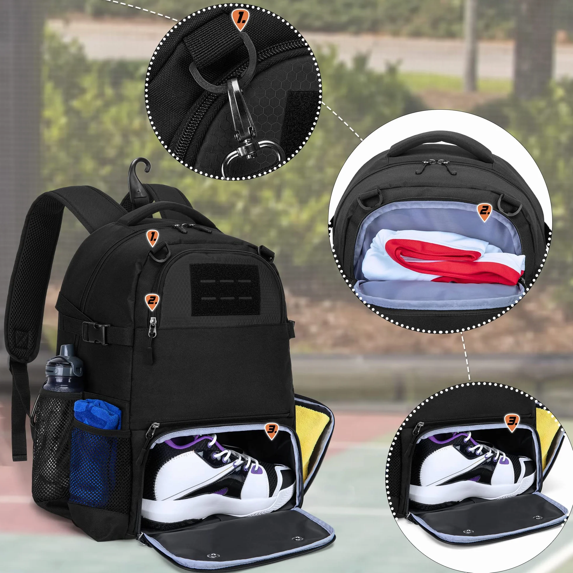 DSLEAF Sac de Basket-Ball avec Filet Extérieur et Compartiment à Chaussures