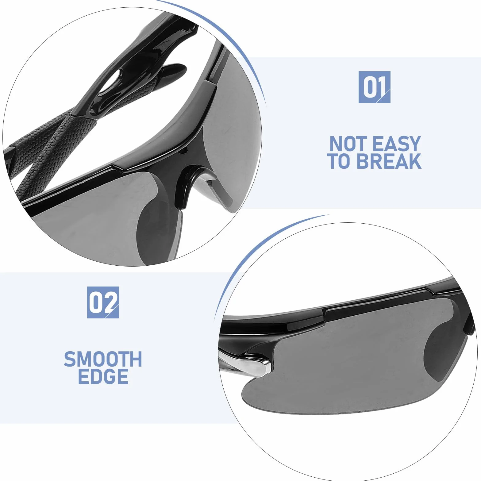 Lunettes de Soleil Sportives PC Solide Protection UV Cyclisme Randonnée 2pcs