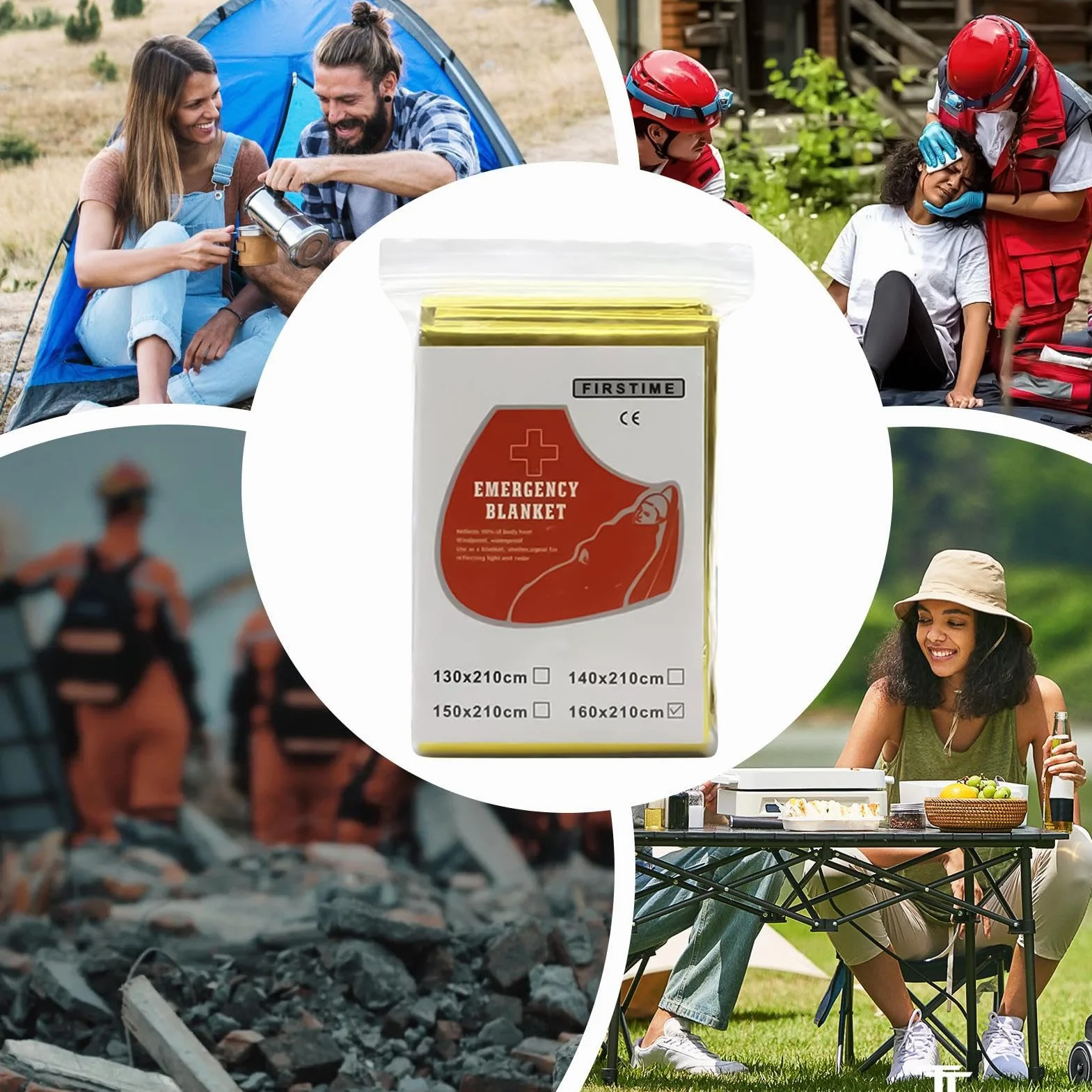 Couverture De Survie Isotherme Réfléchissante Anti-Vent pour Camping Randonnée Urgence