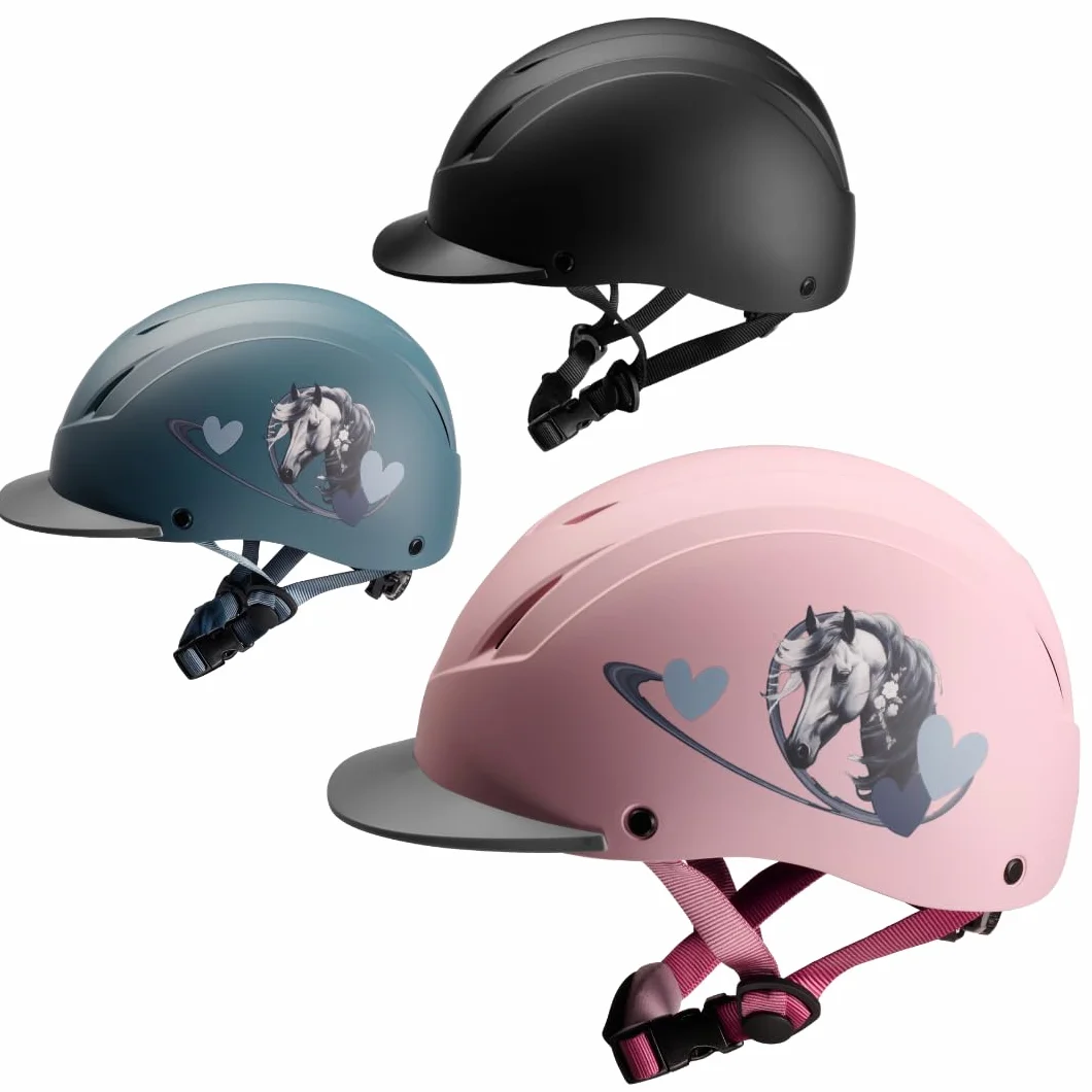 PFIFF Casque d'équitation Enfant ProtectionX réglable avec Ventilation Taille 48-52 cm XS 52-56 cm S Bleu Noir Rose