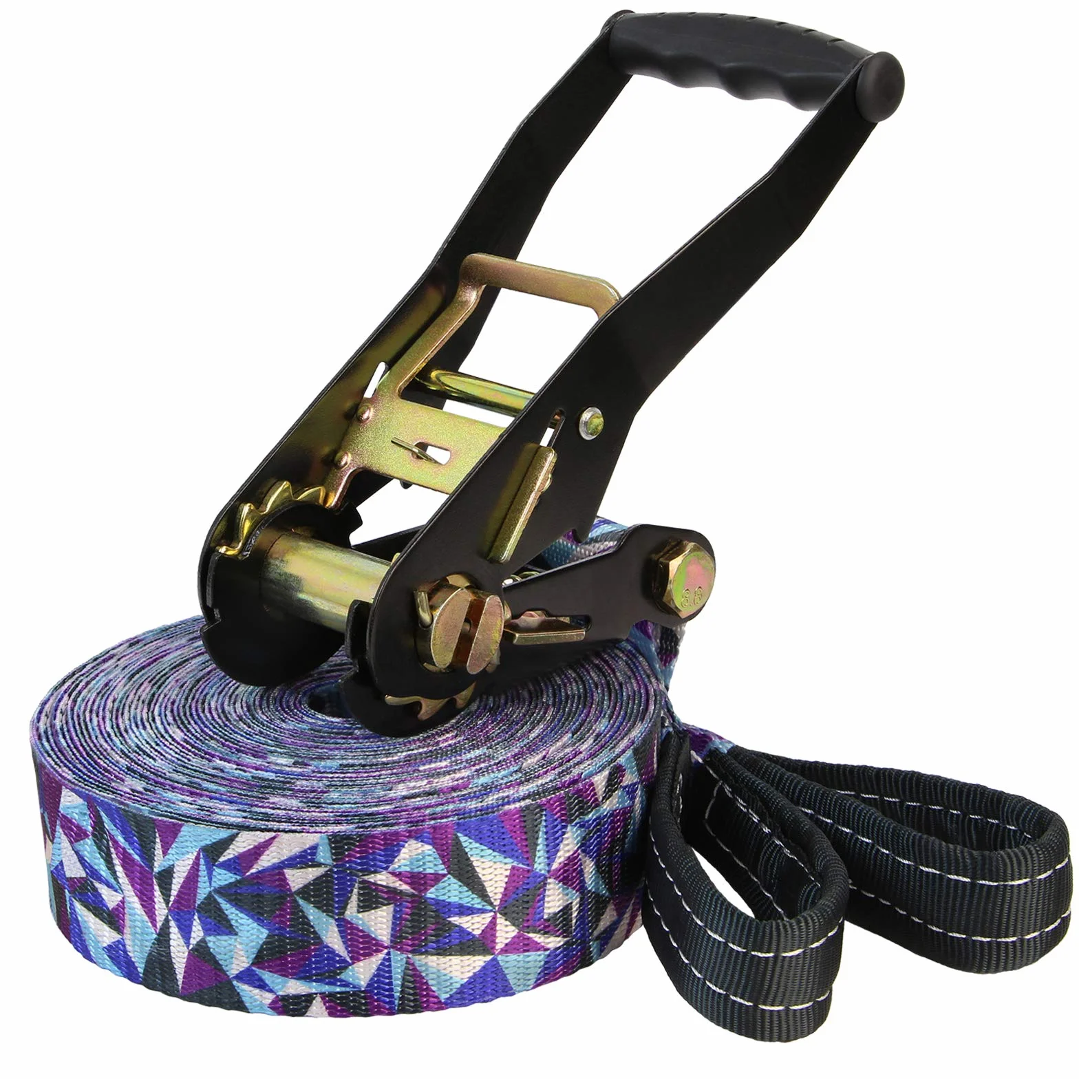 ALPIDEX Slackline Set 15 m avec Protections Arbre et Cliquet