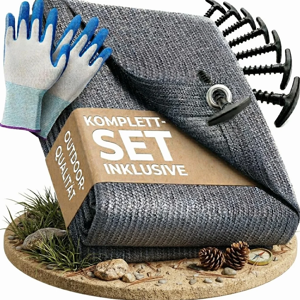 Tapis d'extérieur Bleu Gris différentes Tailles avec Sac de Transport Gants de Jardinage 8 Sardines Camping Caravane