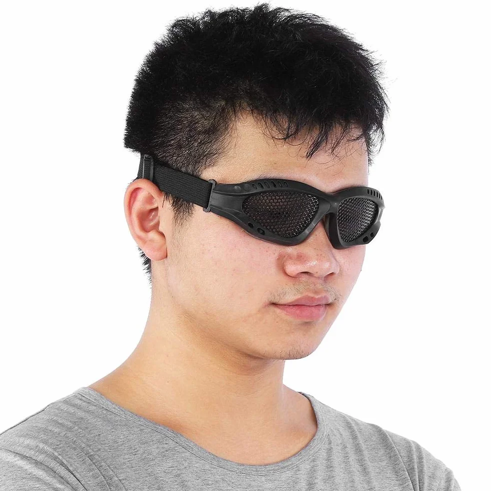 Lunettes de Protection en Maille Métallique Airsoft avec Sangle Réglable
