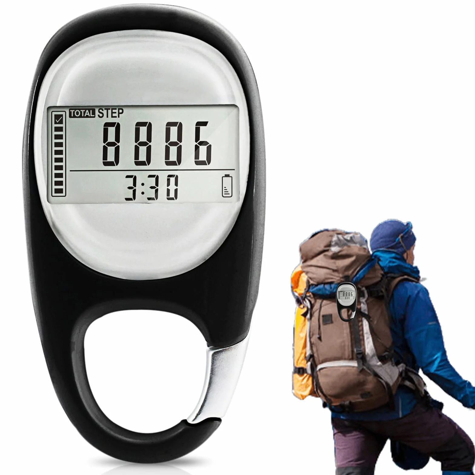 Podomètre 3D Numérique Portable avec Clip - Compteur de Calories Précis