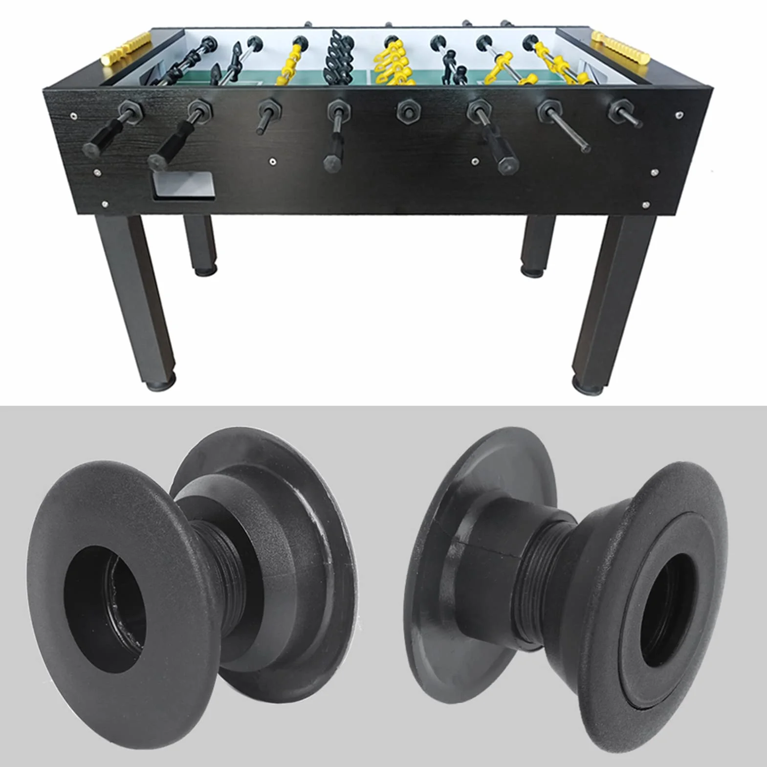 Accessoire de Roulement de Baby-Foot Noir, Structure Filetée à Hauteur Réglable en Plastique