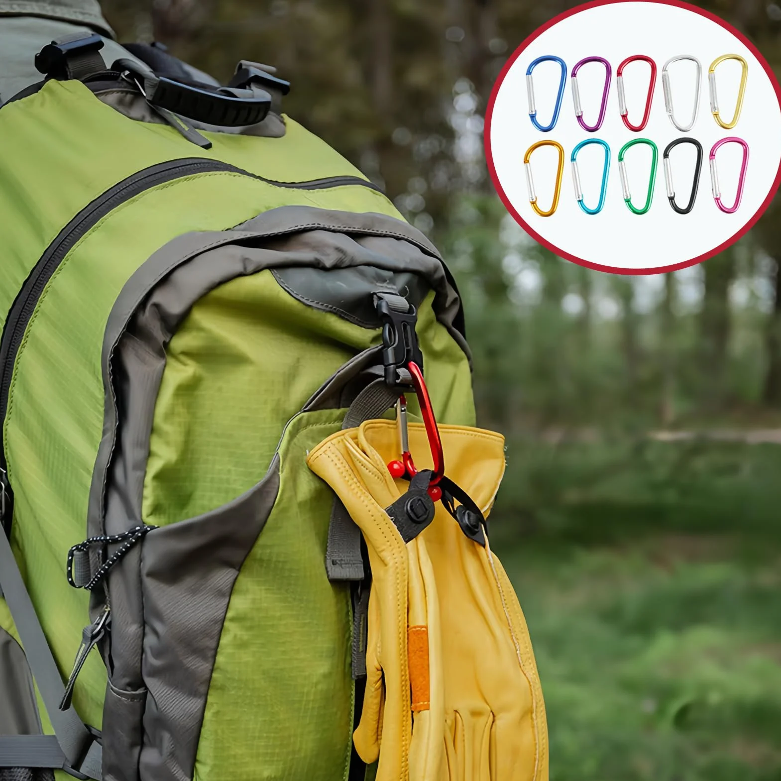 Mousqueton Porte Clés Aluminium 3" Multicolore Léger INOX pour Sac Camping Randonnée