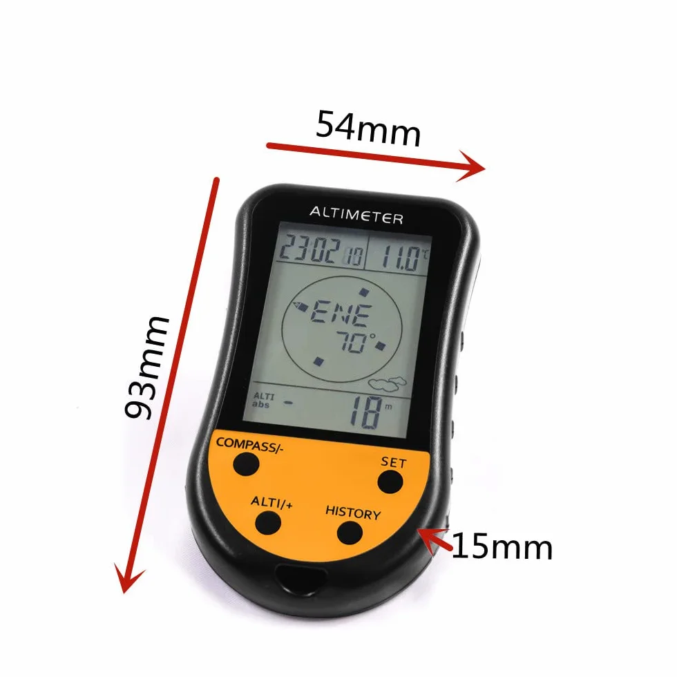 Altimètre numérique électronique 8 en 1 multifonction LCD rétroéclairage baromètre boussole thermomètre prévisions météo horloge calendrier extérieur escalade randonnée pêche