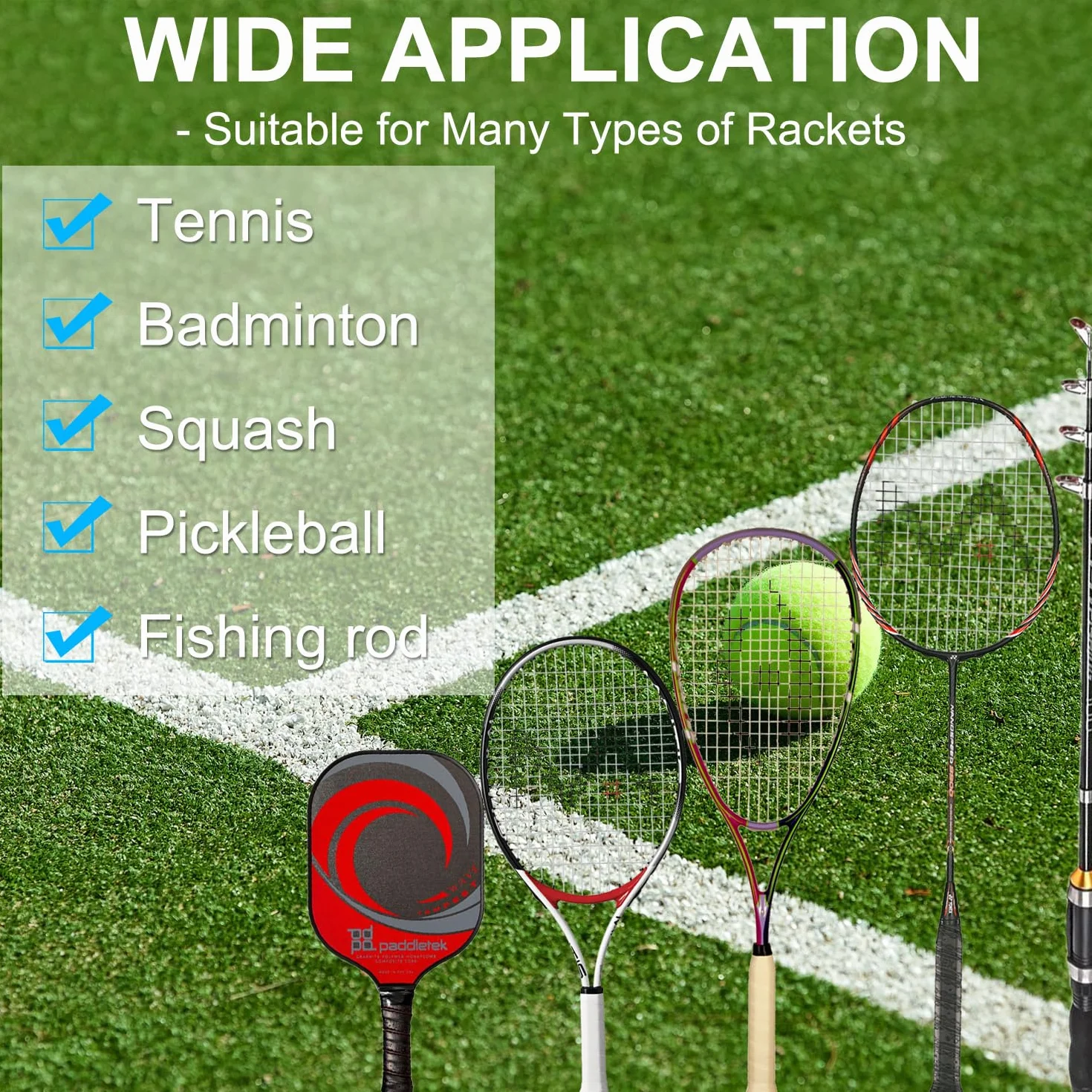 Ruban de Raquette Grip 6 Pièces Antidérapant pour Tennis Badminton Squash