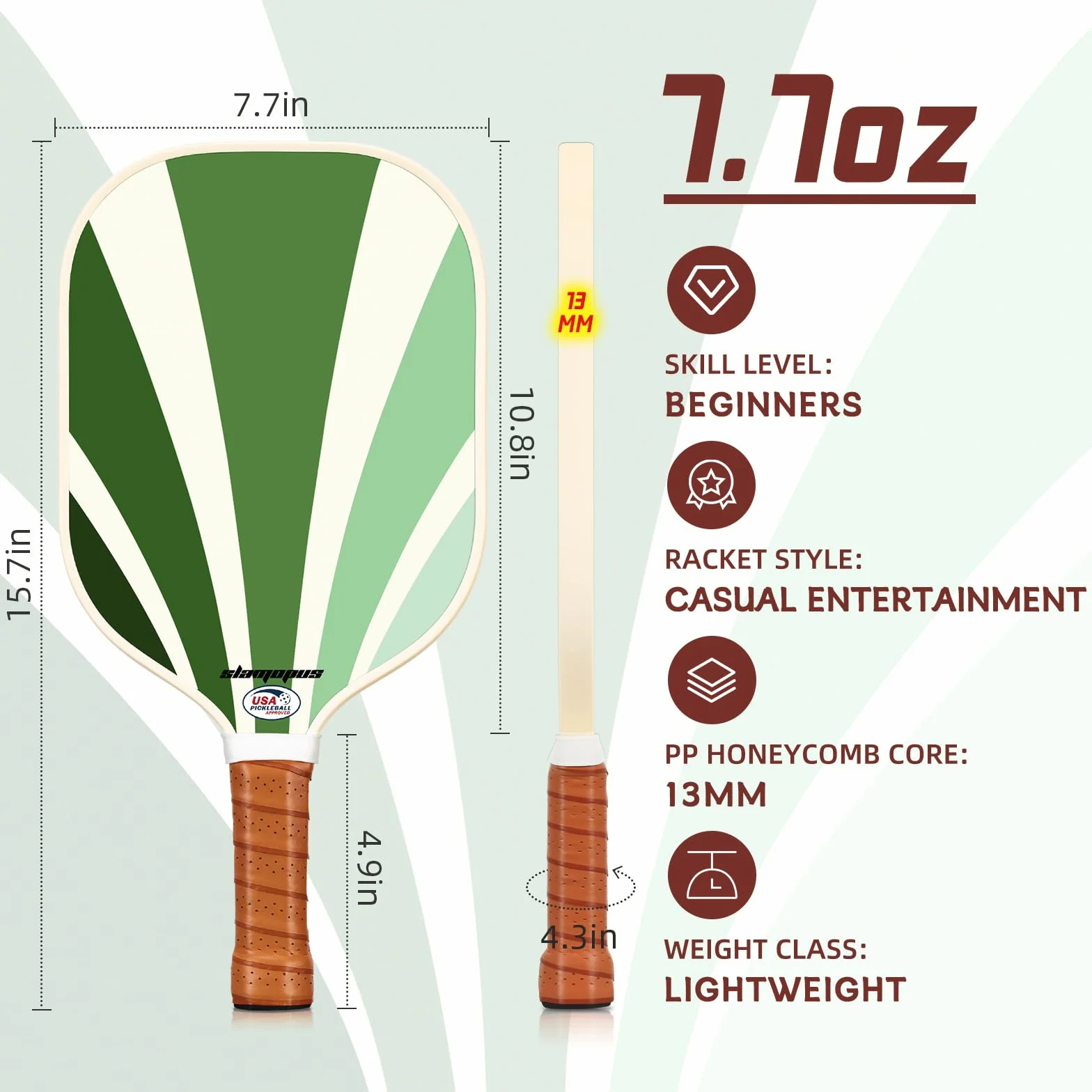 Raquettes de Pickleball Set de 2 Approuvées USAPA Graphite Fibre de Verre pour Débutants avec Prise Ergonomique