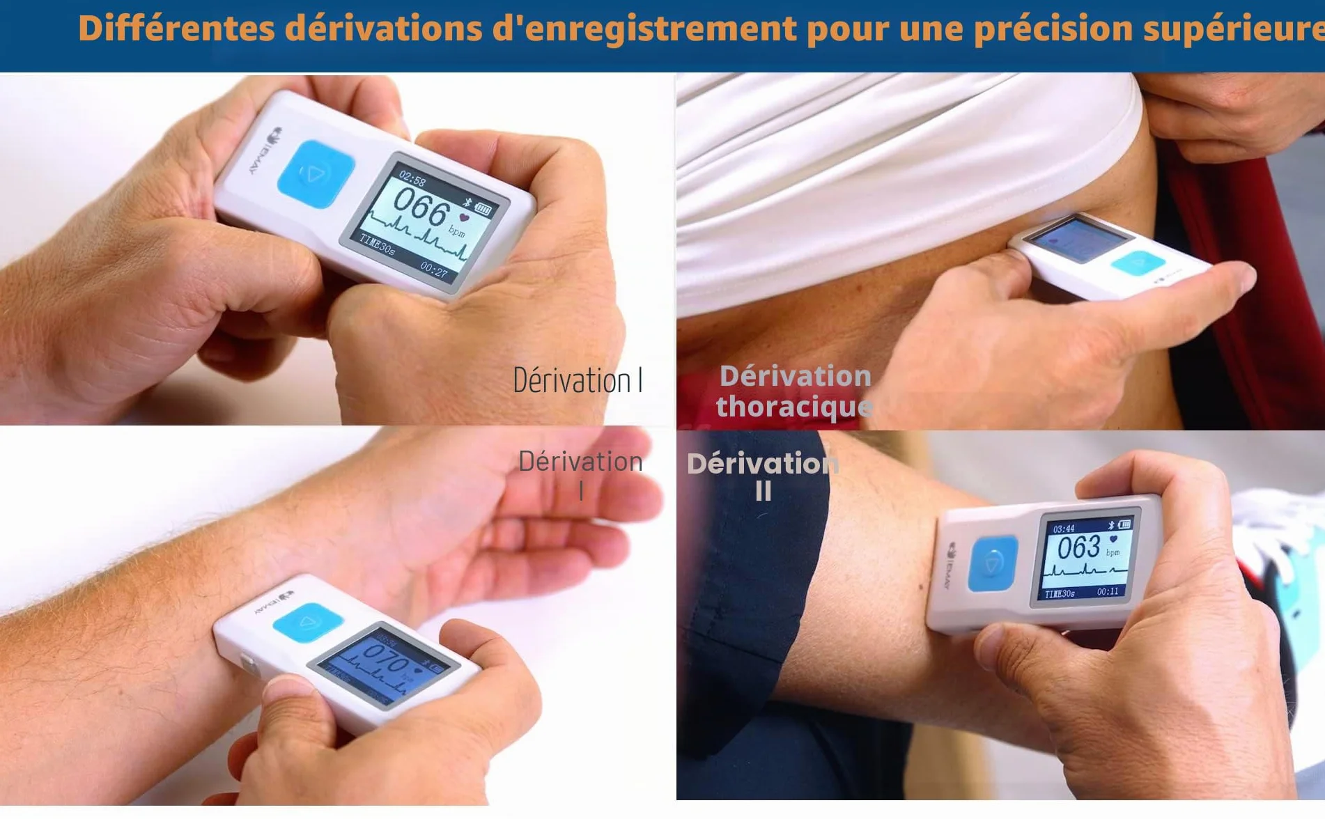 EMAY Bluetooth Moniteur ECG Portable EMG-20 sans Fil Mobile Electrocardiographe