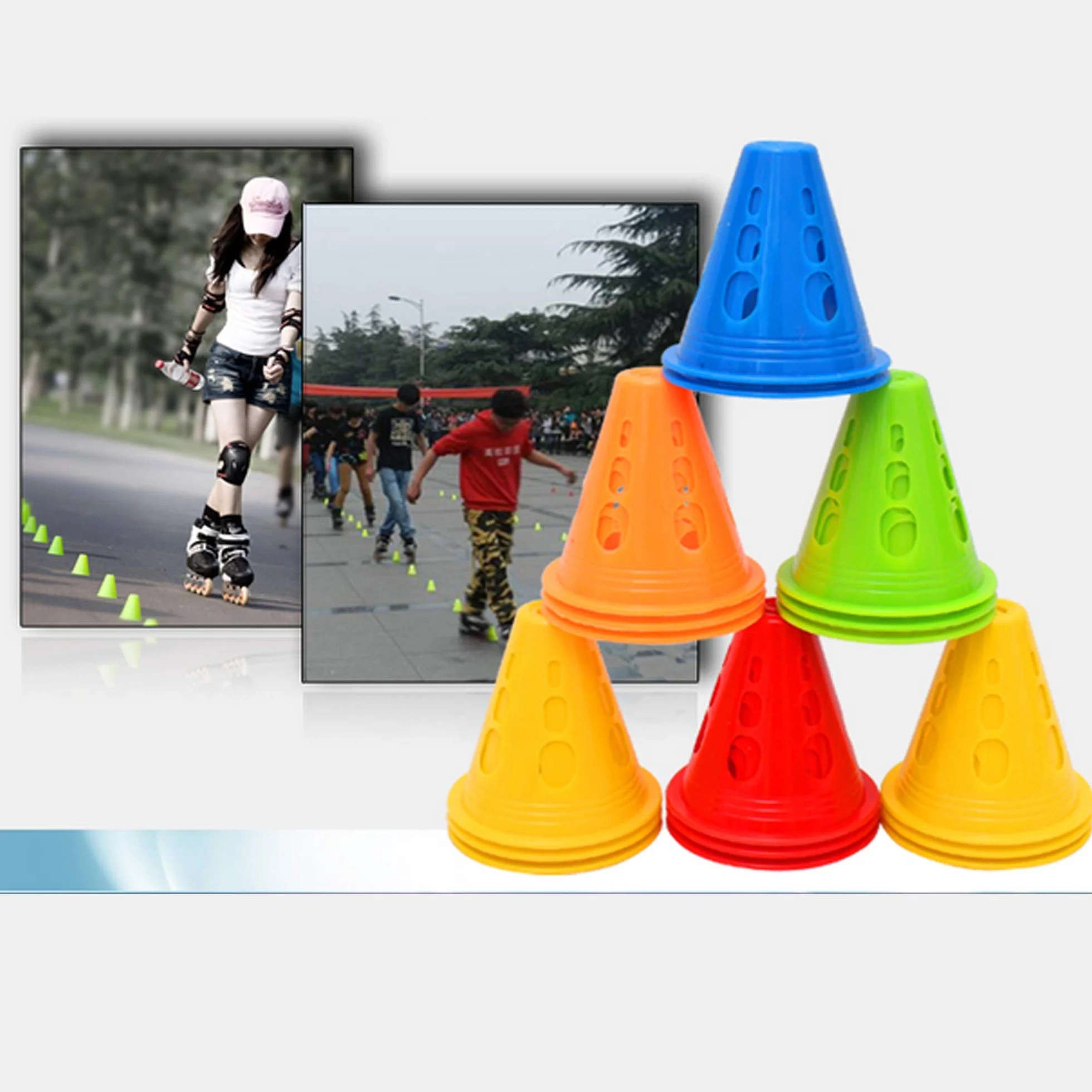 Cônes De Slalom 50 Pack Cônes de Circulation Signalisation Multicolores pour Football Sport d’Agilité