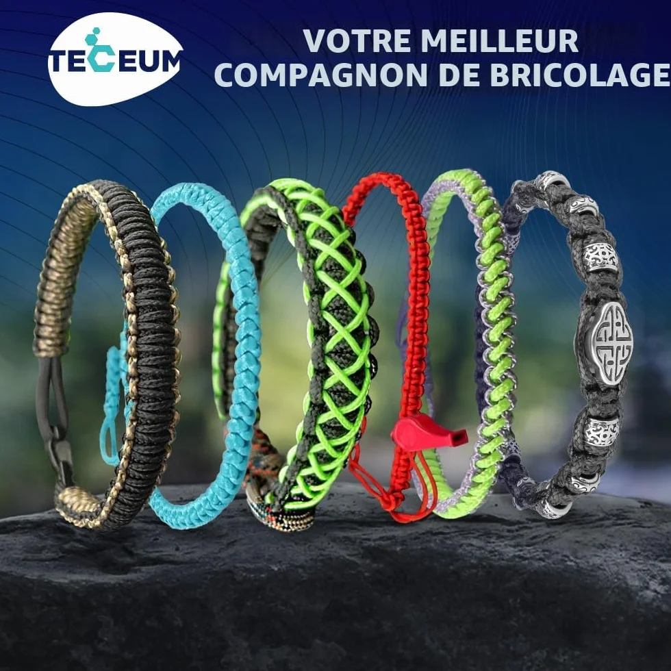 TECEUM Micro Paracord Noir 1.18 mm x 38.1 m Corde Utilitaire Tressée Nylon Polyester Fil Survie Solide