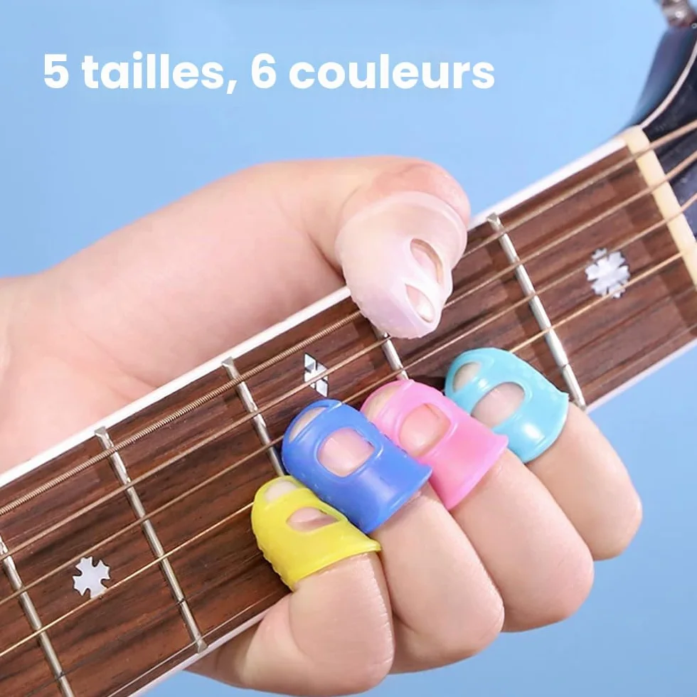 30 Pièces Protections Doigts Silicone pour Guitare - Capsules Antidérapantes Réutilisables