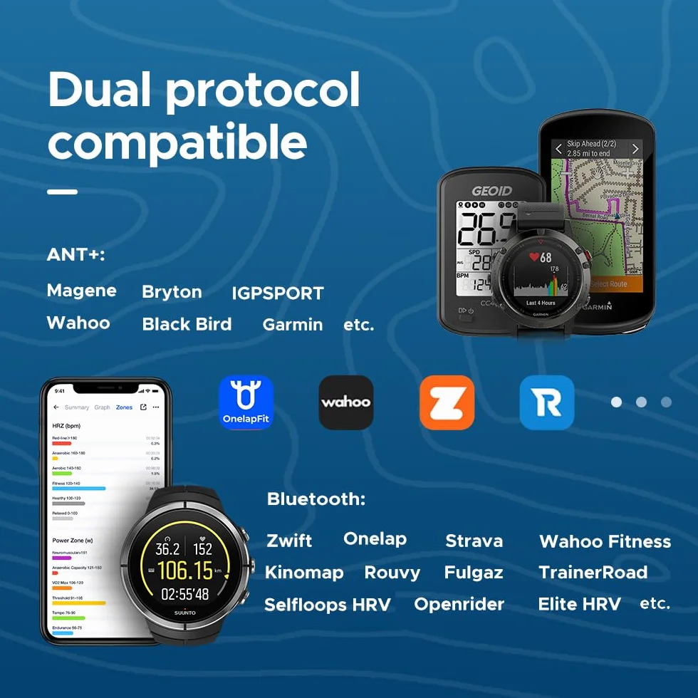 GEOID HS500 Moniteur de Fréquence Cardiaque Sangle de Poitrine Bluetooth 4.2 Ant+ IP67
