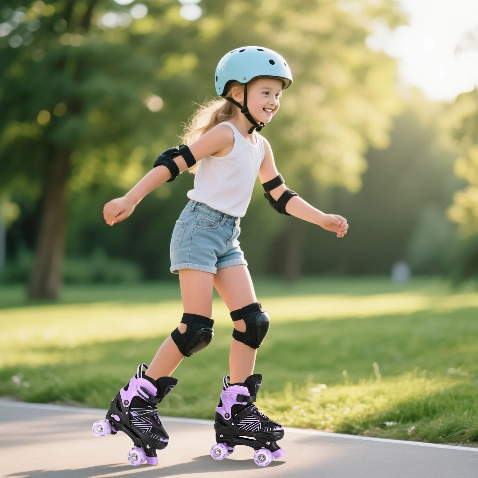 Patins à roulettes réglables Enfant Fille 3-9 Ans avec lumières pour débutants