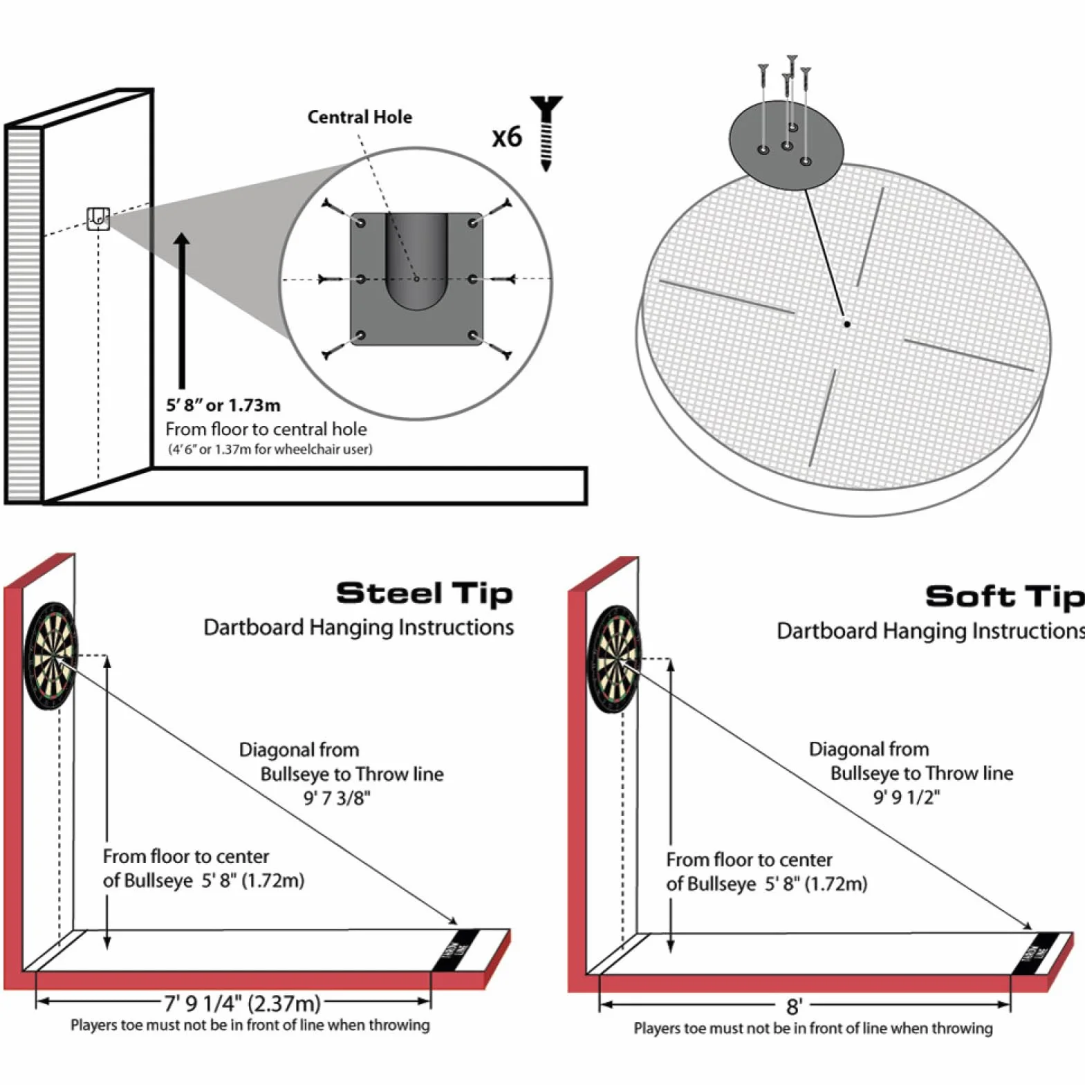 Support Pratique pour Cibles de Fléchettes – Ensemble Robuste pour Darts à Tige Acier avec Matériel de Montage