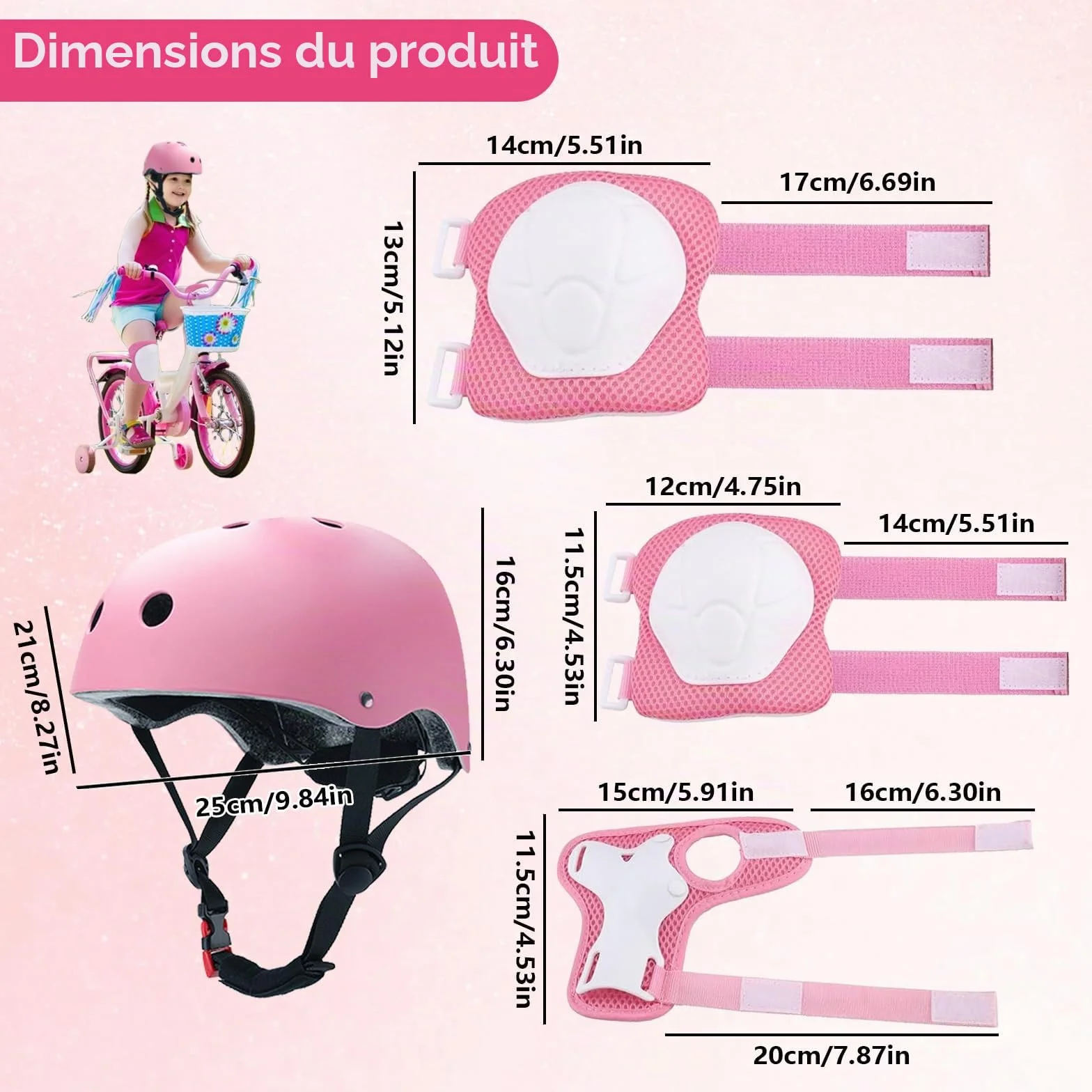 Protection Roller Enfant 7 Pièces Set Réglable Coudières Genouillère Casque Vélo Kit pour Roller Skateboard Trottinette