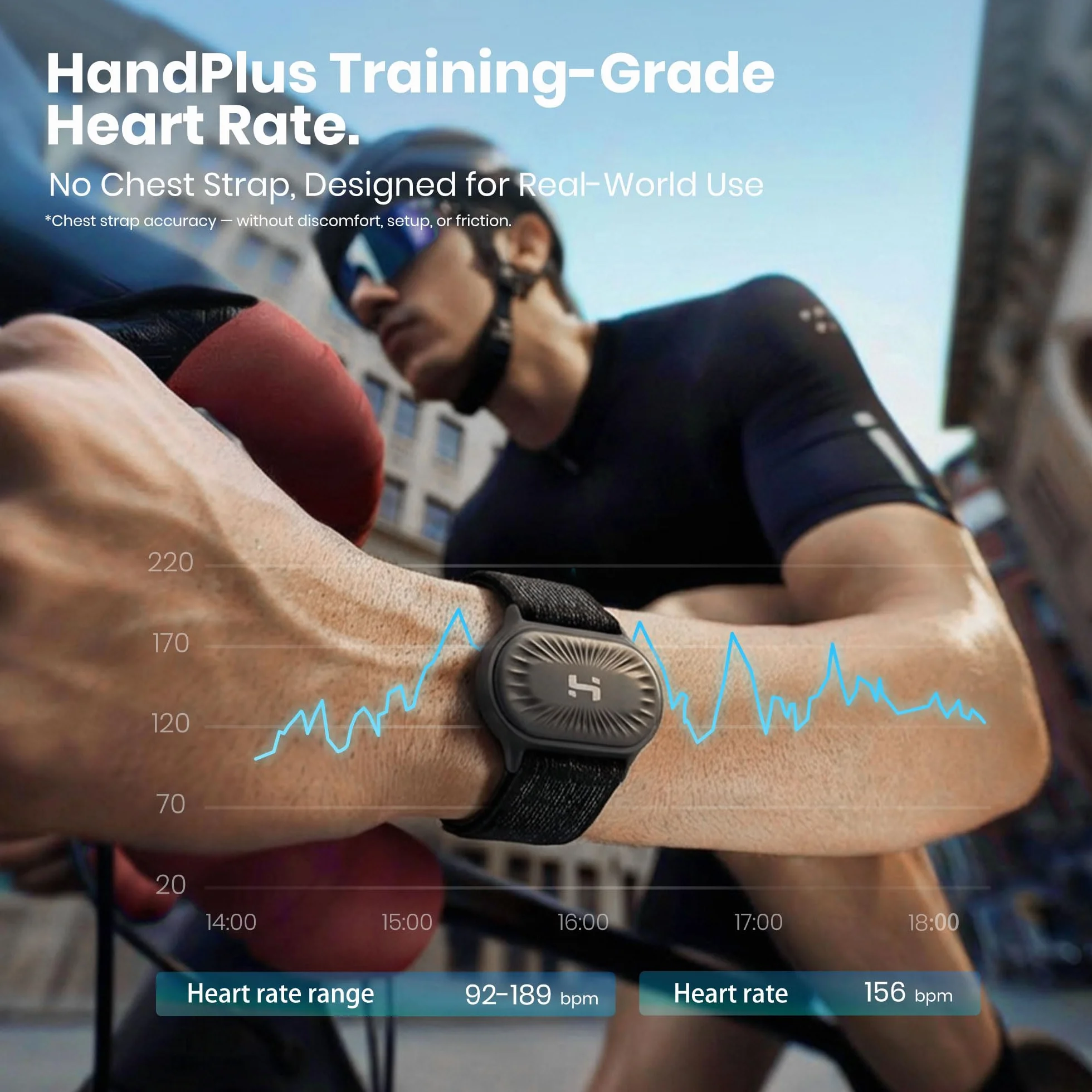 HandPlus Moniteur de fréquence cardiaque optique avec Bluetooth ANT+, stockage 72h