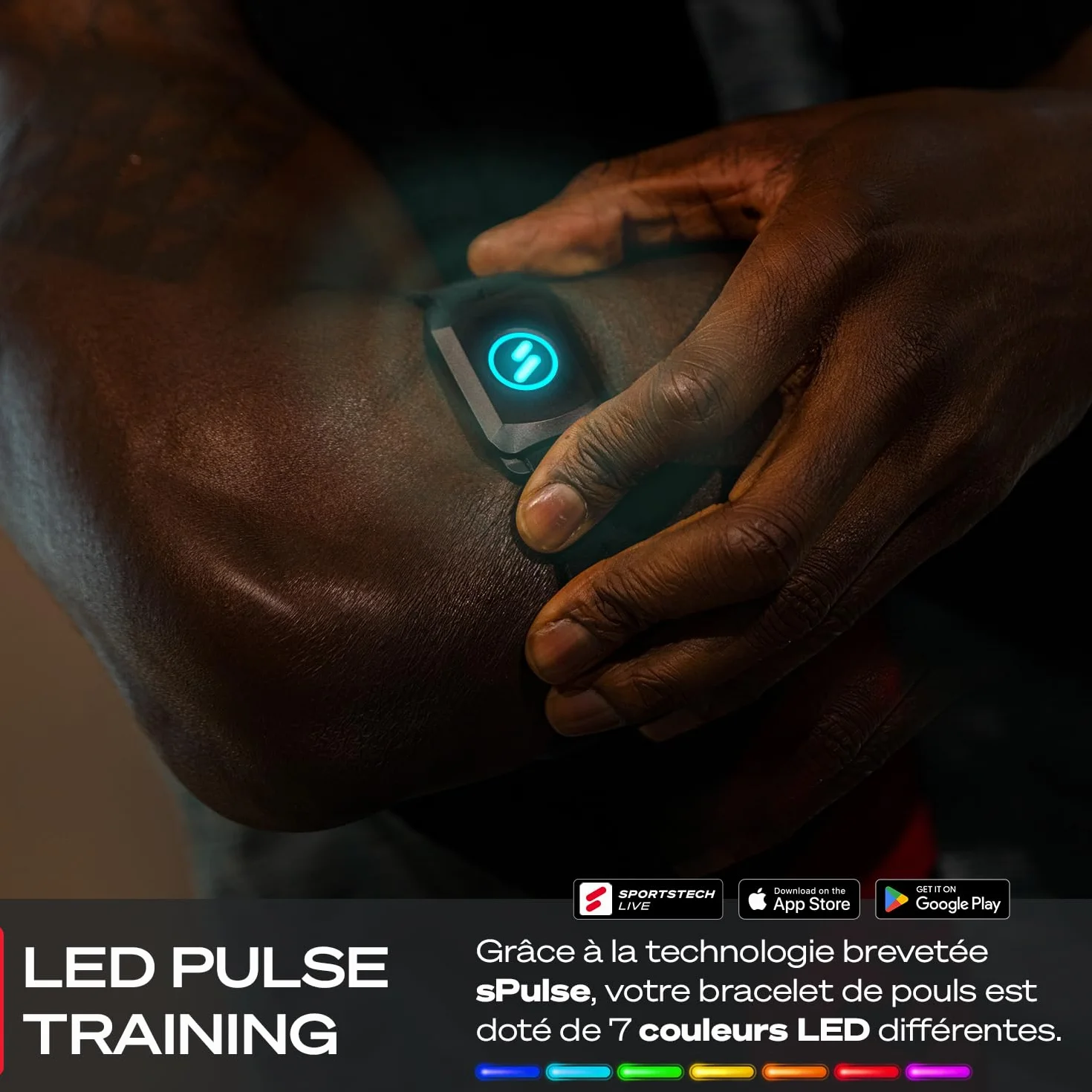 Sportstech sPulse Cardiofréquencemètre Bluetooth avec Capteur LED Smart HRM sans Sangle de Poitrine Fitness Podomètre