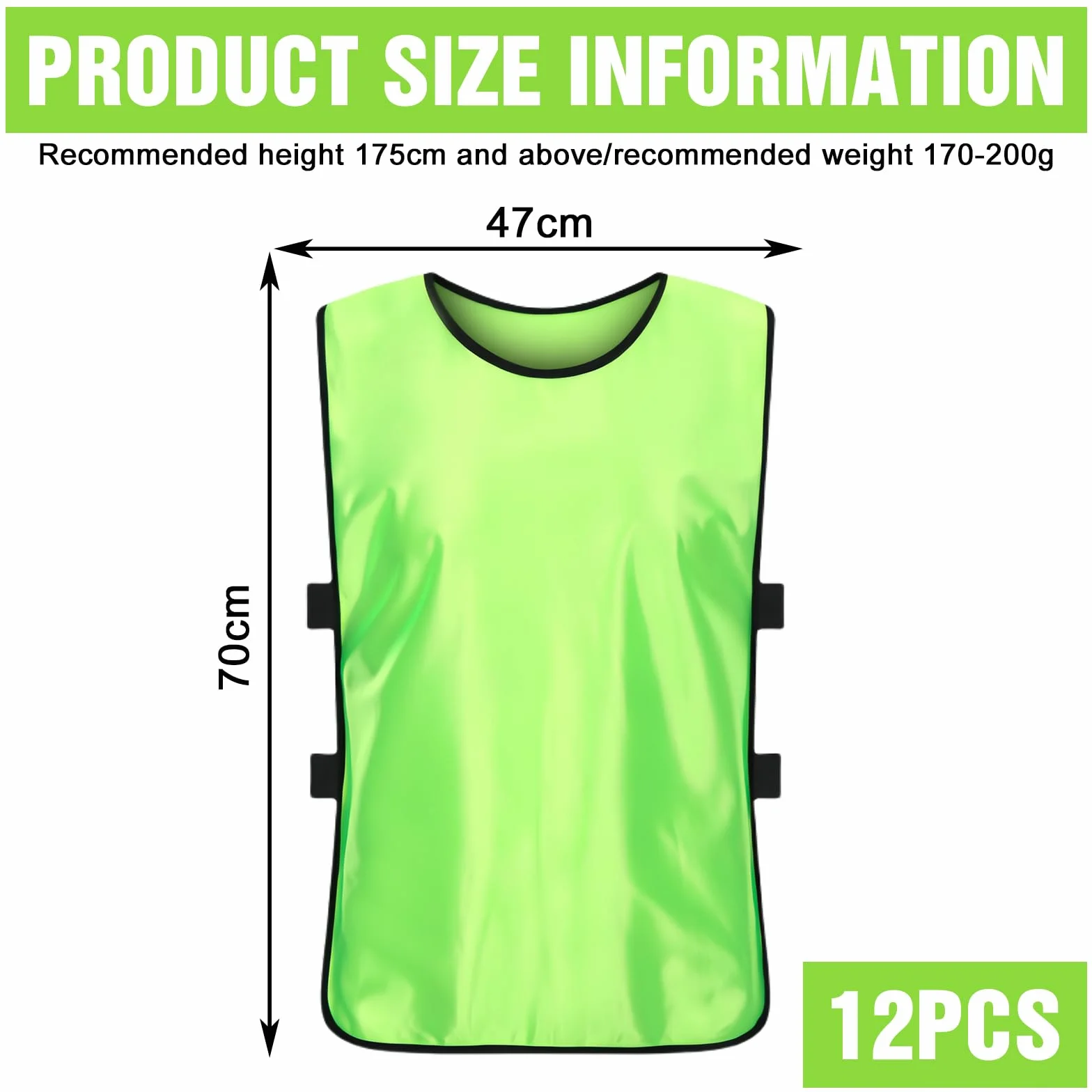 Chasubles d'entraînement sport 12 pièces 47x70cm Adulte Football Rugby Hockey Basket