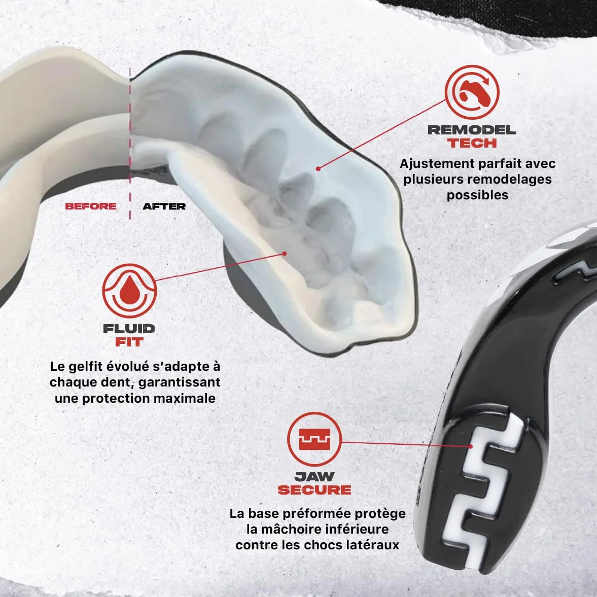 SAFEJAWZ Sport Protège-Dents Coque Dentaire Protection intégrale Rugby MMA Hockey Judo Karate Boxe
