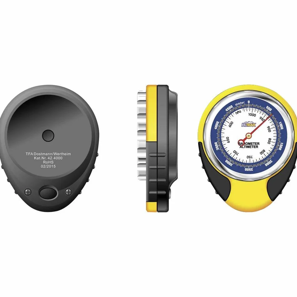 TFA Dostmann Altimètre HITRAX Globe 0-5000 mètres Pression atmosphérique absolue Relative Gris-Jaune