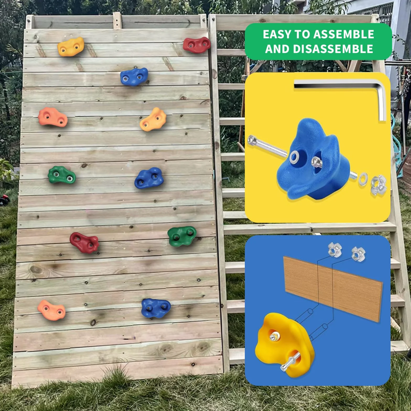 CIMOYBAI Prises d'escalade pour Enfants Multicolores avec Vis de Fixation pour Murs d'escalade
