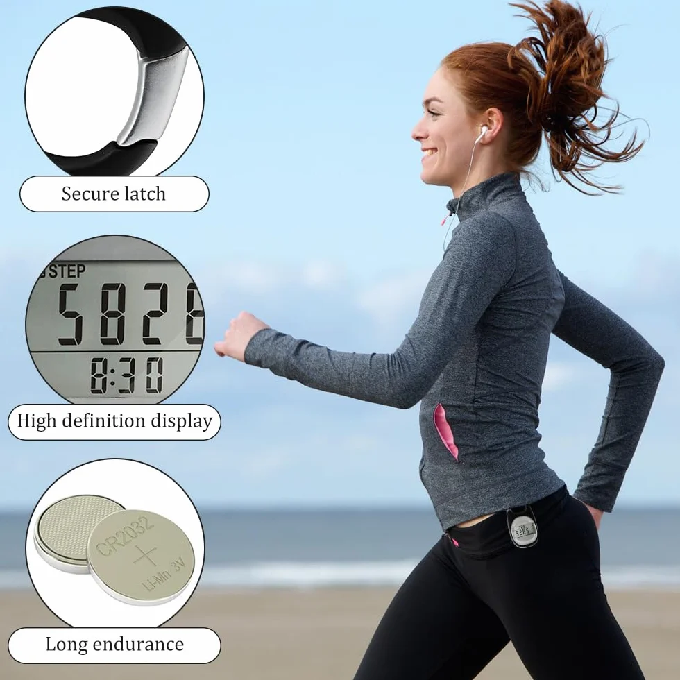 Podomètre 3D Marche avec Mousqueton, Mini Podomètre de Poche Numérique pour Marche, Course, Randonnée