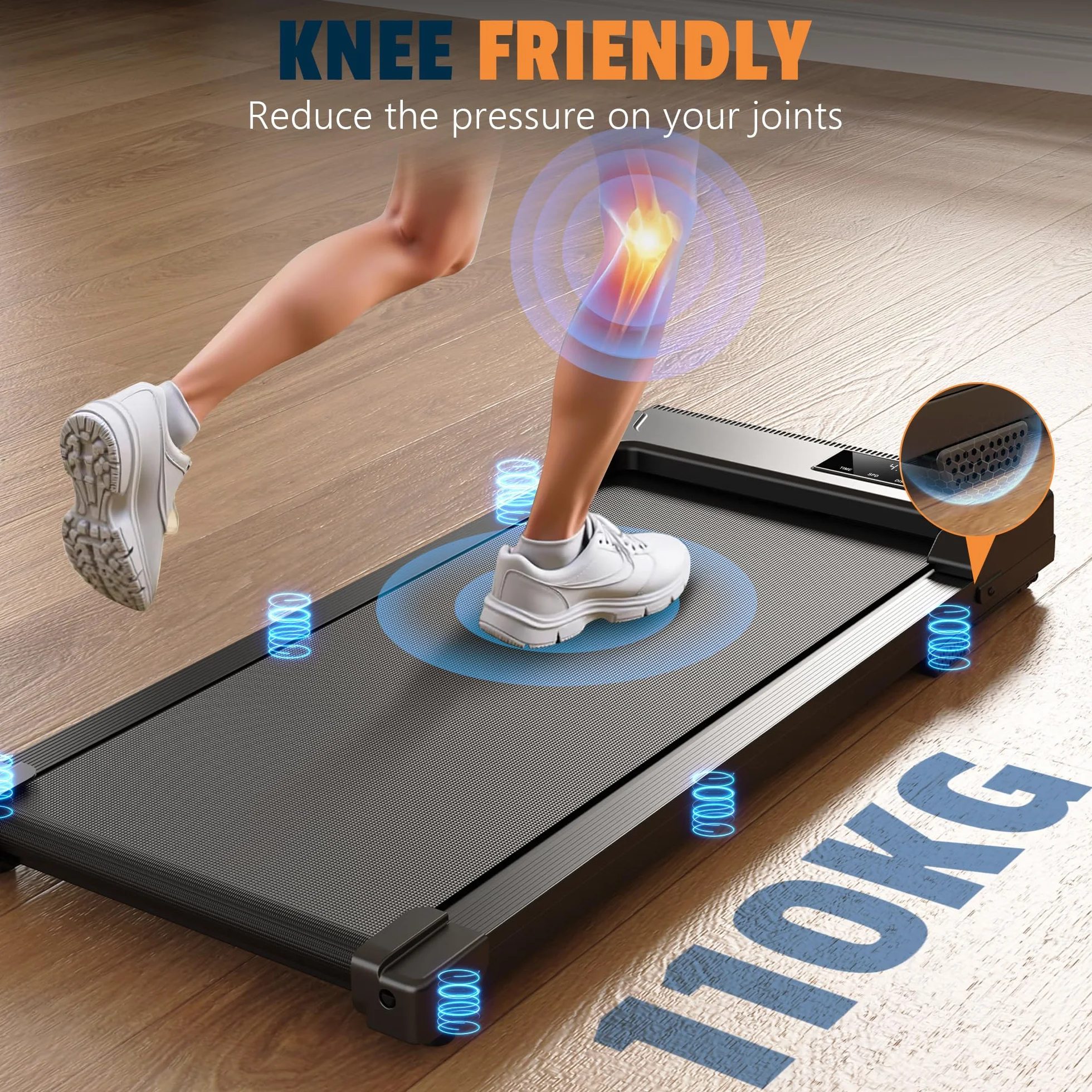 Tapis de Course Électrique 3 en 1 Walking Pad Compact avec LED et Télécommande, Tapis Roulant Silencieux pour Maison