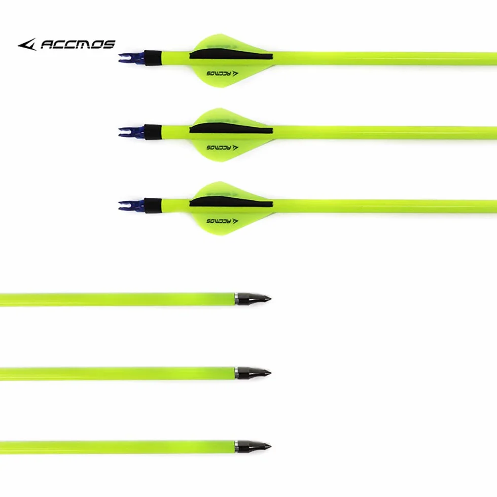 ACCMOS 6/12/24/48pièces Flèches Pro en Carbone Mixte 22.5-30pouces Spine 500 pour Arc Recurve Arc à Poulies