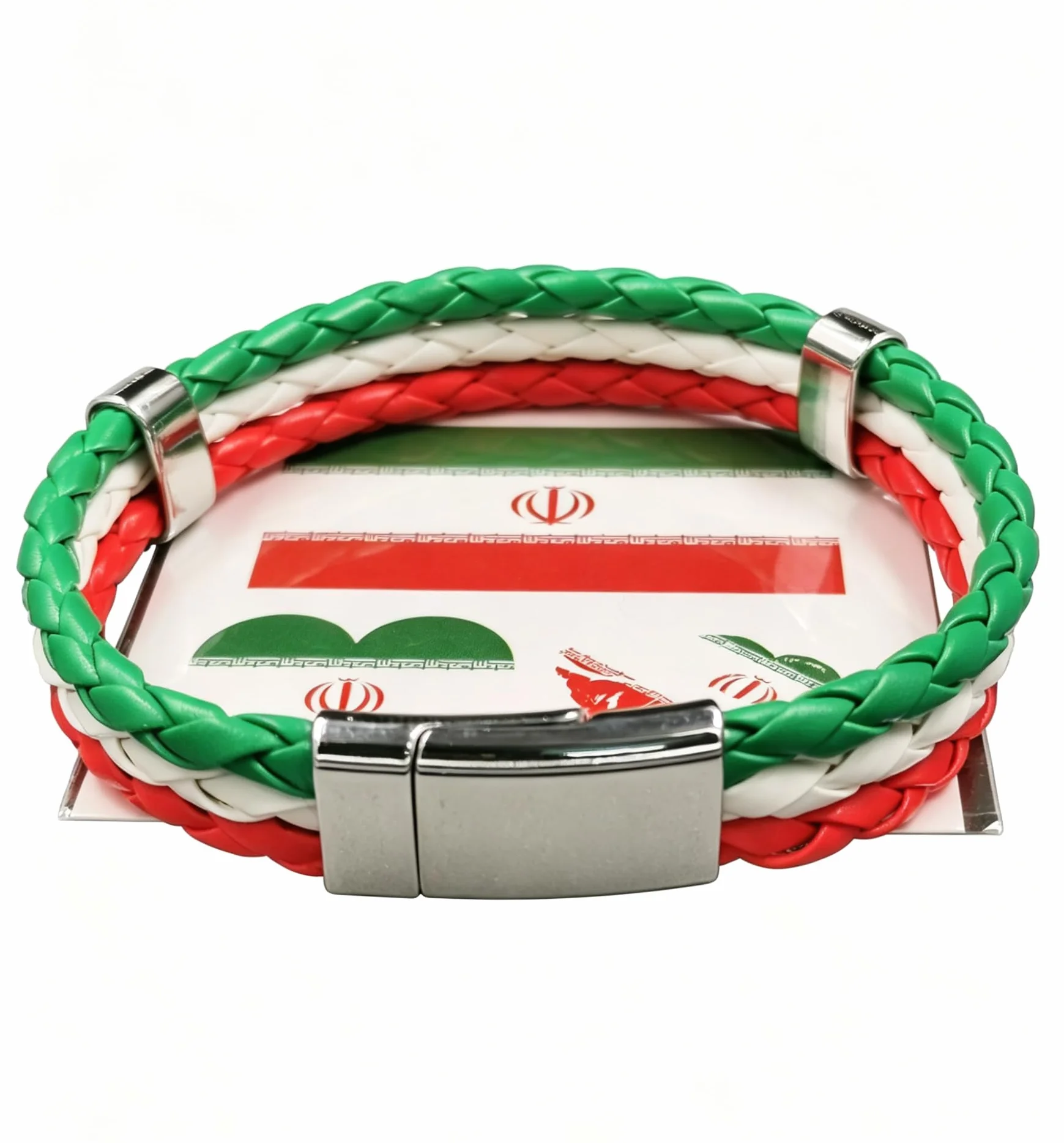 Bracelet en cuir tissé pour fans de football, fermeture en alliage d'acier, soutien équipe nationale