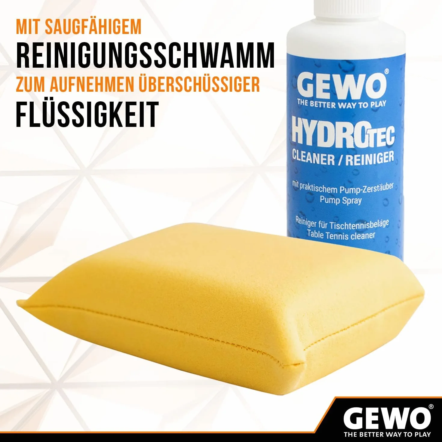 Gewo HydroTec Kit de Nettoyage Tennis de Table 100 ML Spray Grip éponge absorbante