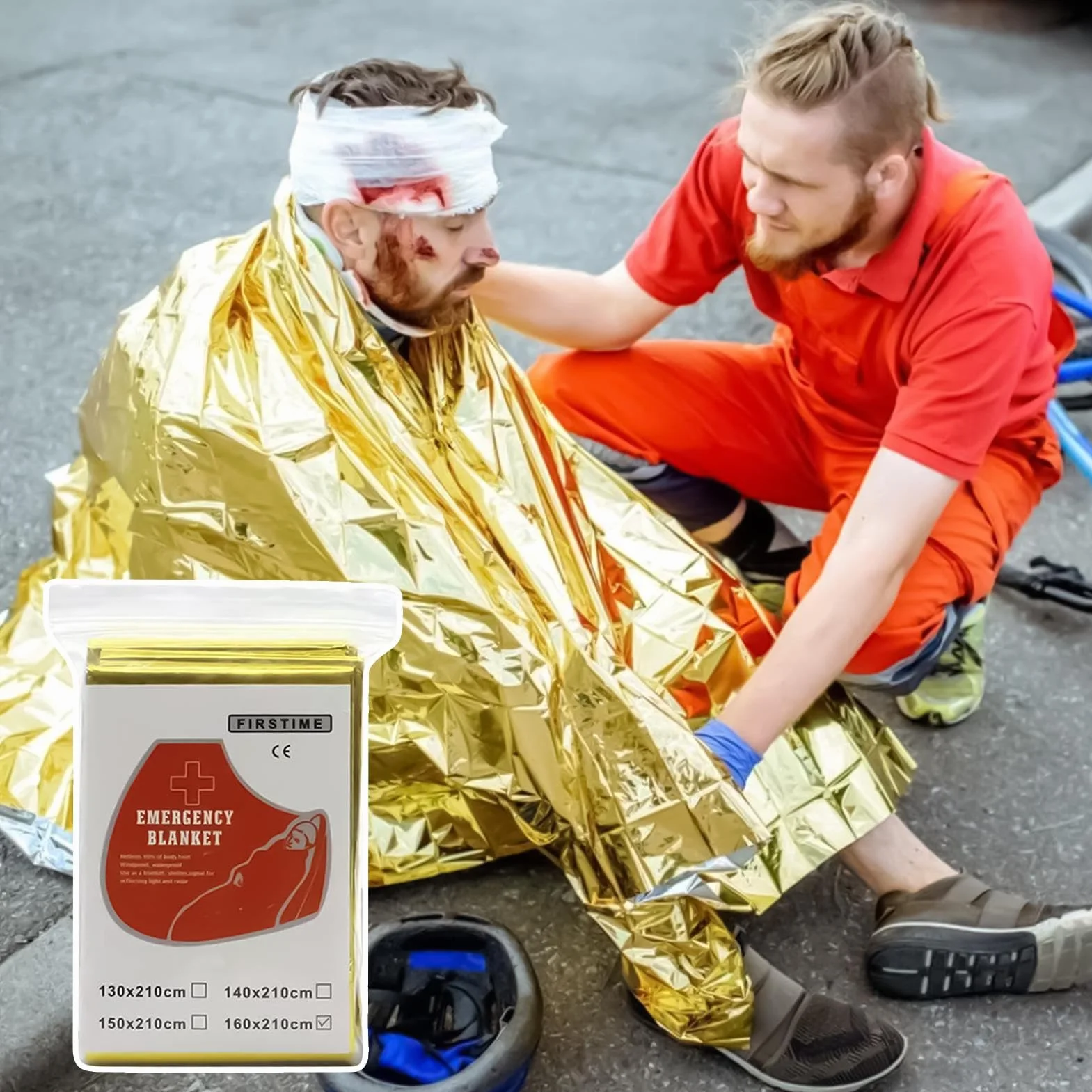 Couverture De Survie Isotherme Réfléchissante Anti-Vent pour Camping Randonnée Urgence