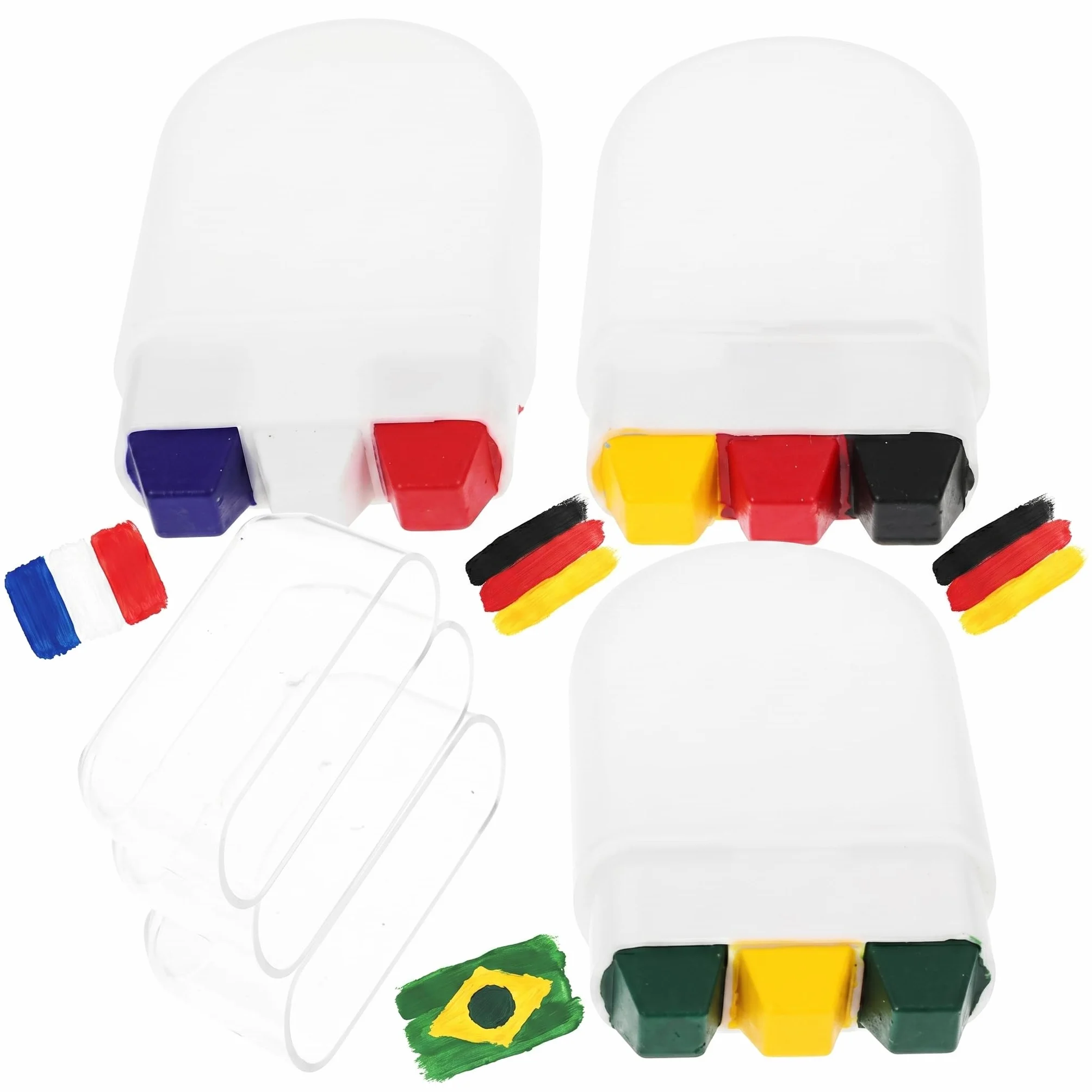 Kit de Maquillage Visage Drapeau Allemagne Brésil France, Lot de 3 Bâtons, Peinture Corporelle Longue Tenue