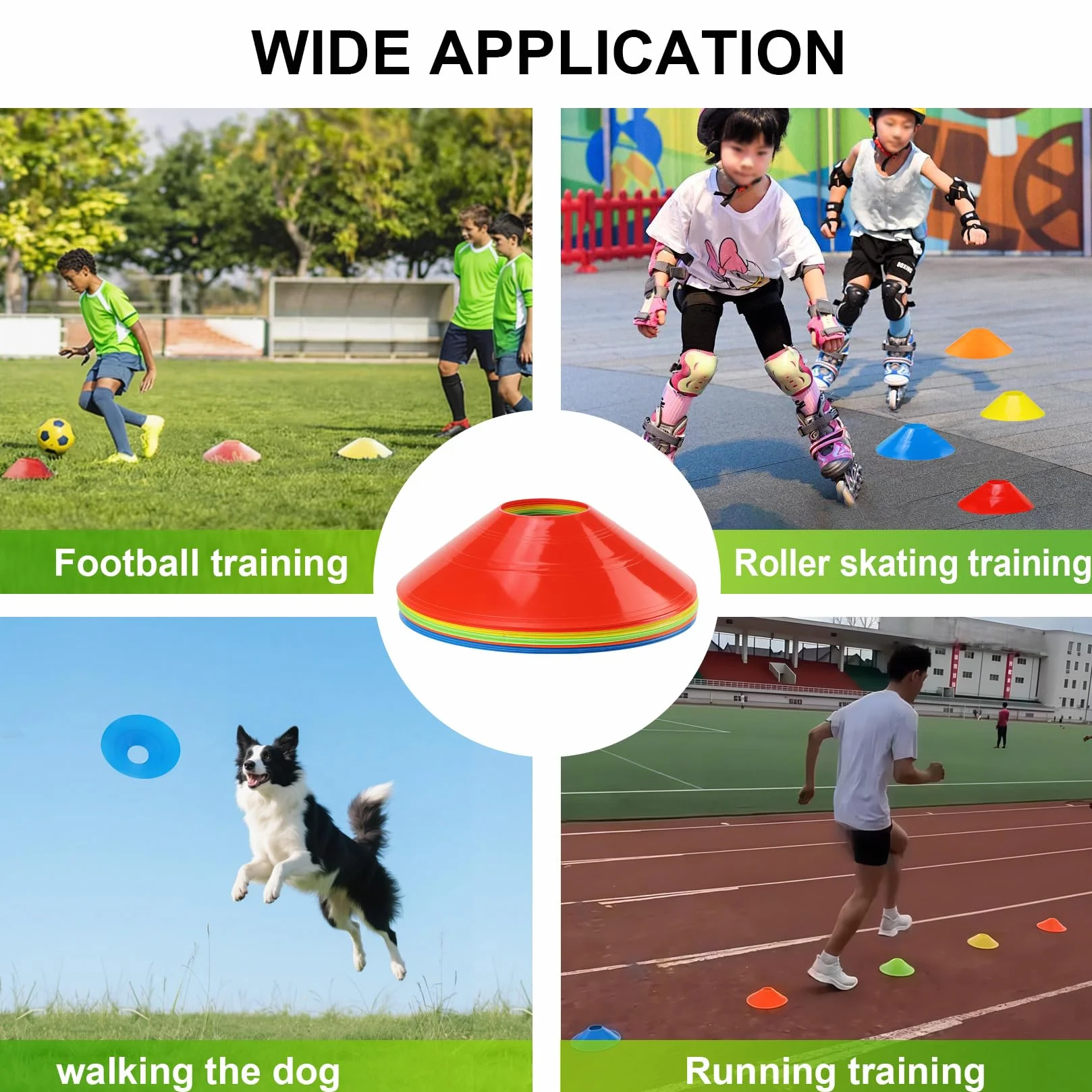 Plots de Marquage pour Football Cône 20 Pièces Entraînement Cônes de Football Hockey Patinage Handball