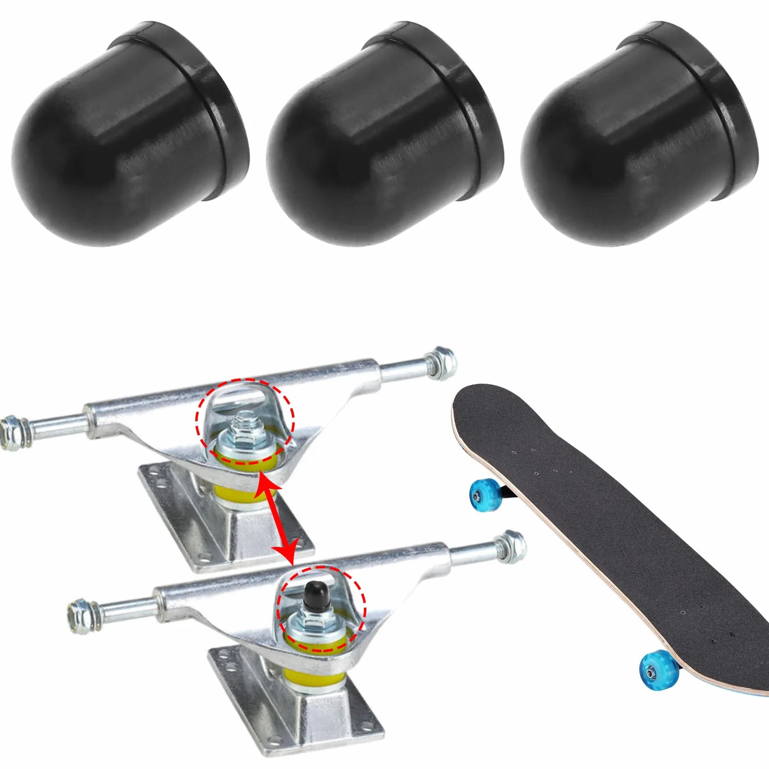 Kit de Réparation Tasse de Pivot de Camion Planche à roulettes Noir 10pcs