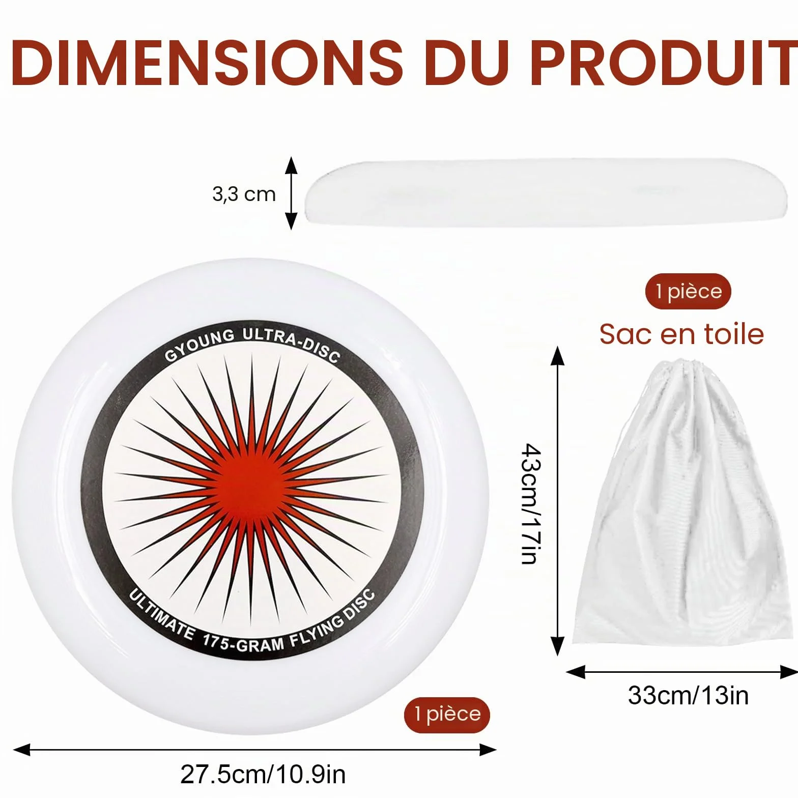 Frisbee de compétition 175g sportif extérieur original pour joueurs professionnels et occasionnels