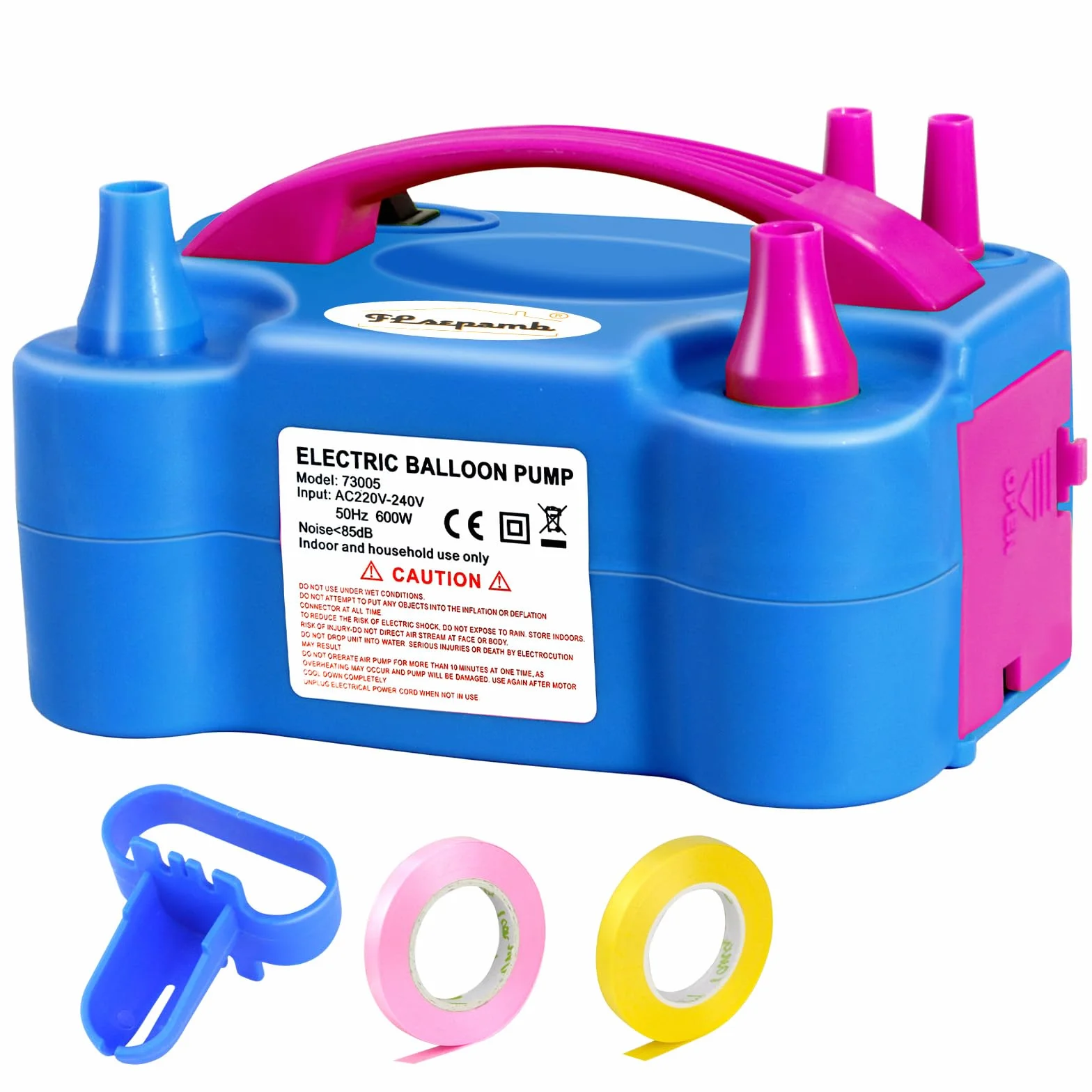 Pompe à Ballons électrique 600W, Gonfleur Ballon Portable avec Plusieurs Buses, 2 Modes