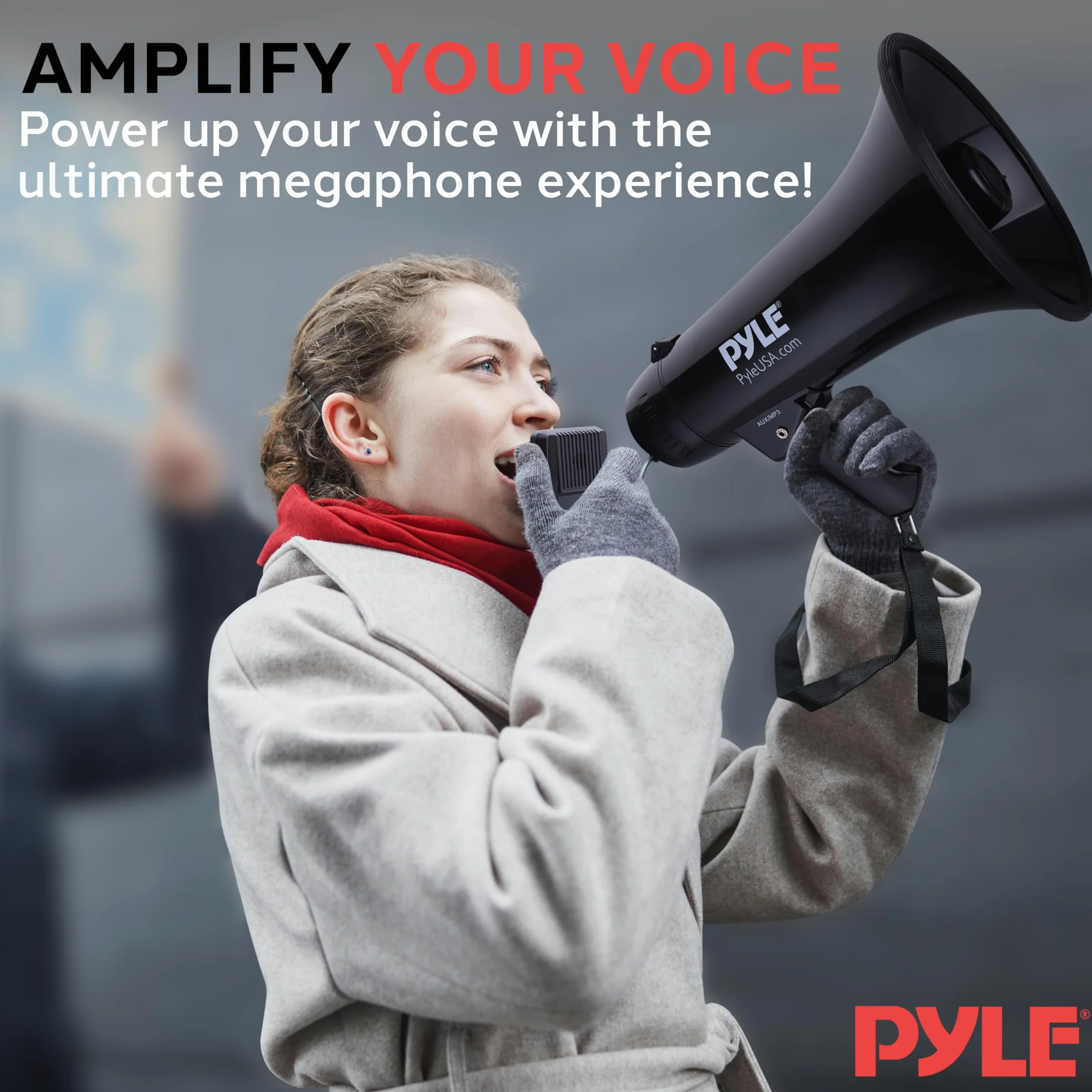 Pyle Mégaphone Porte Voix avec Sirène Intégrée, Contrôle de Volume, Portée 1100 mètres