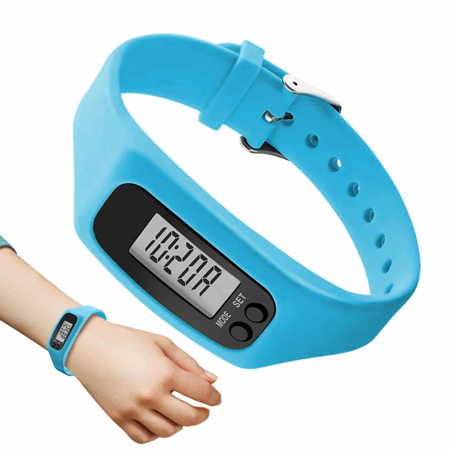 Montre Compteur de Pas Léger avec Bracelet Silicone pour Marche et Course