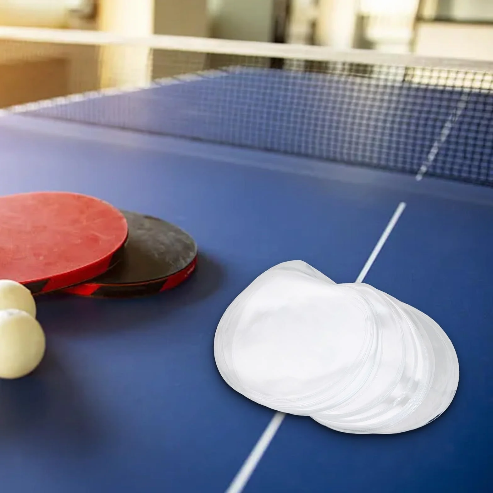 Film de protection en caoutchouc pour raquette de tennis de table – 50 housses PVC transparentes 16,9 x 16,9 cm réutilisables