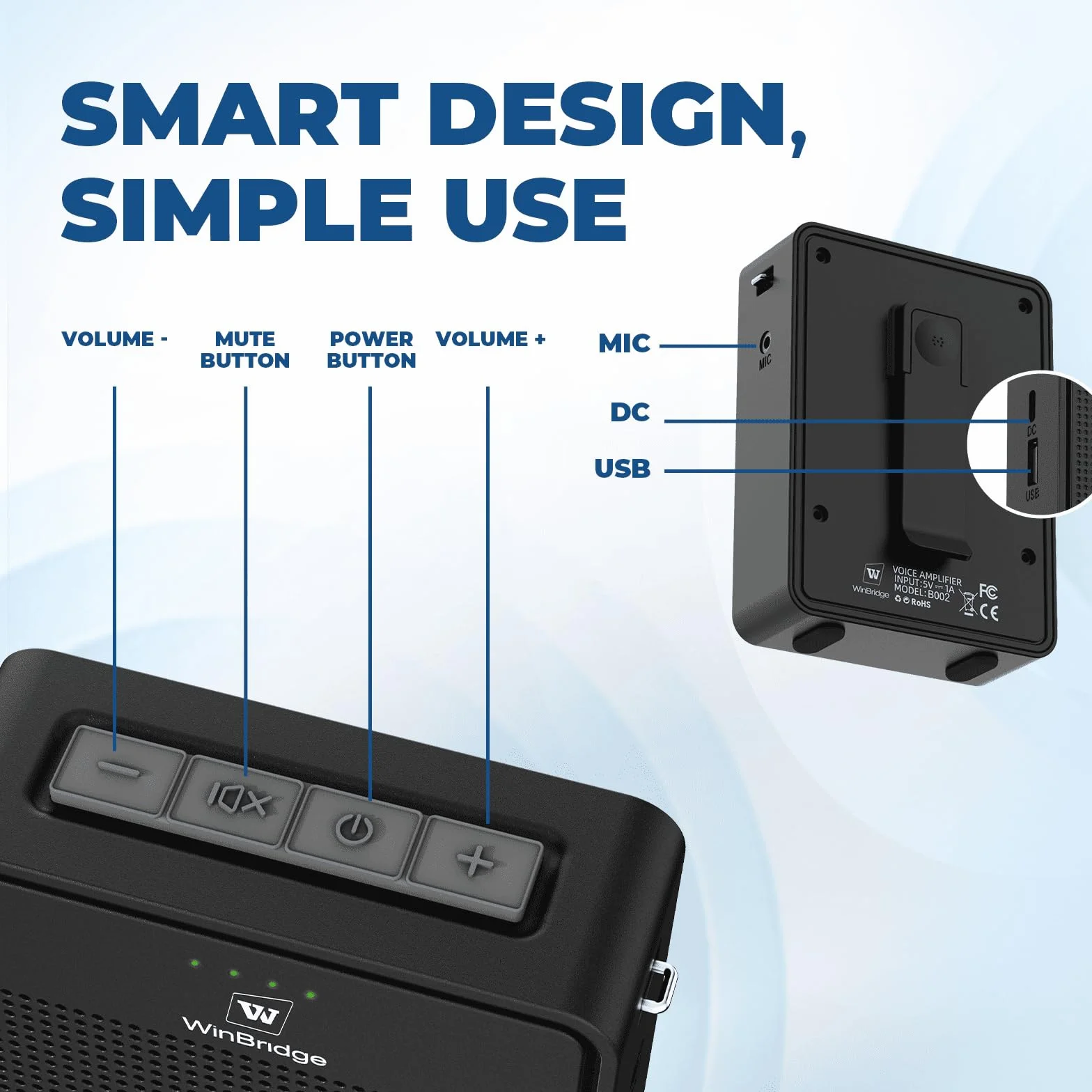 Amplificateur de voix sans fil 15 W avec microphone Bluetooth, haut-parleur mégaphone portable pour enseignants