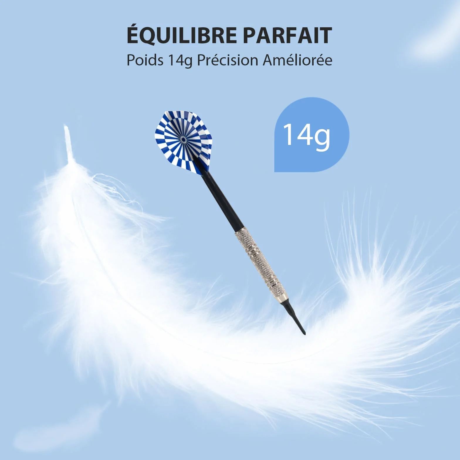 Elalove 12 Fléchettes à Pointe Plastique 14g avec 100 Embouts et 24 Ailettes - Set Professionnel pour Cibles Électroniques